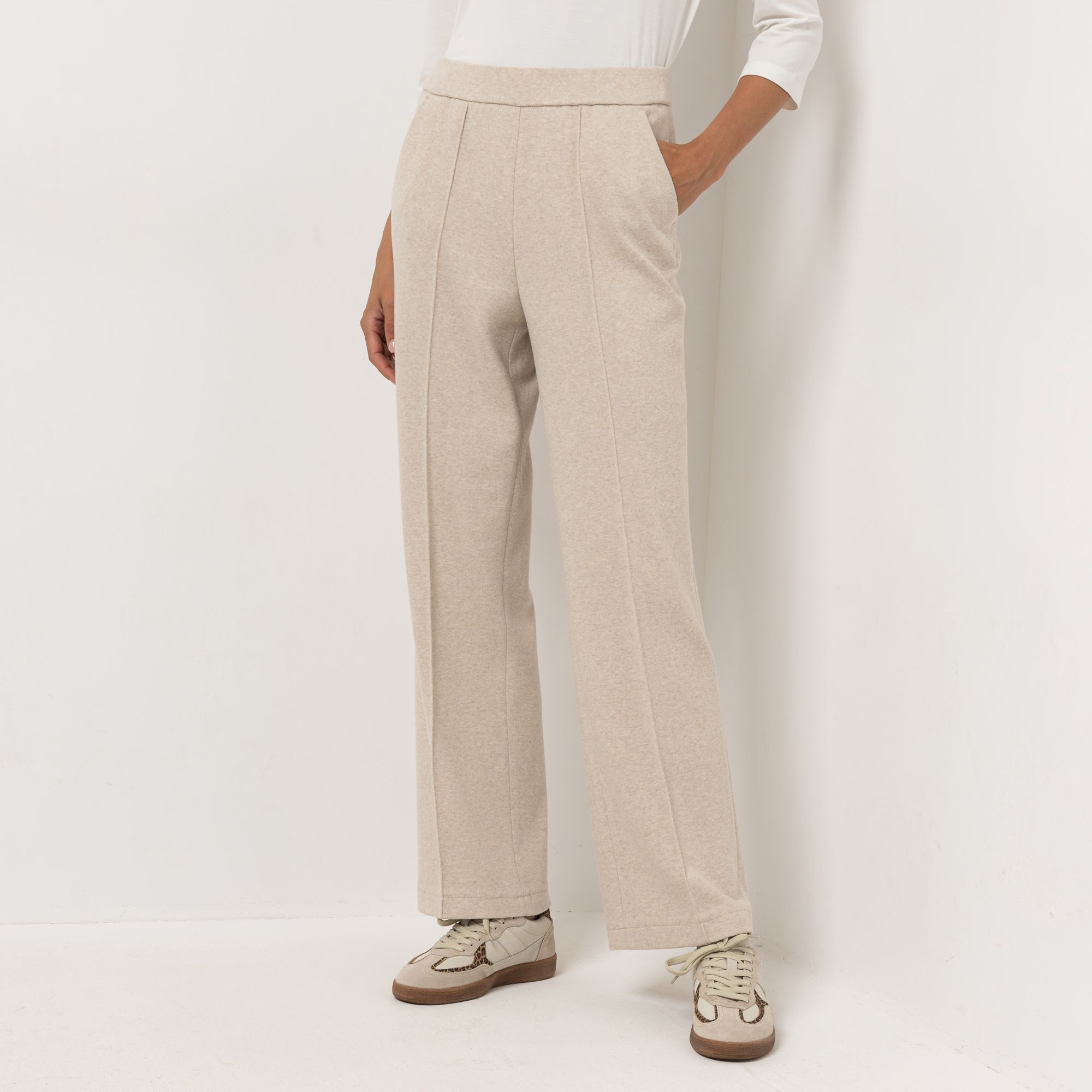 STEFFEN SCHRAUT Jerseyhose Strick-Optik Biesen weites Bein