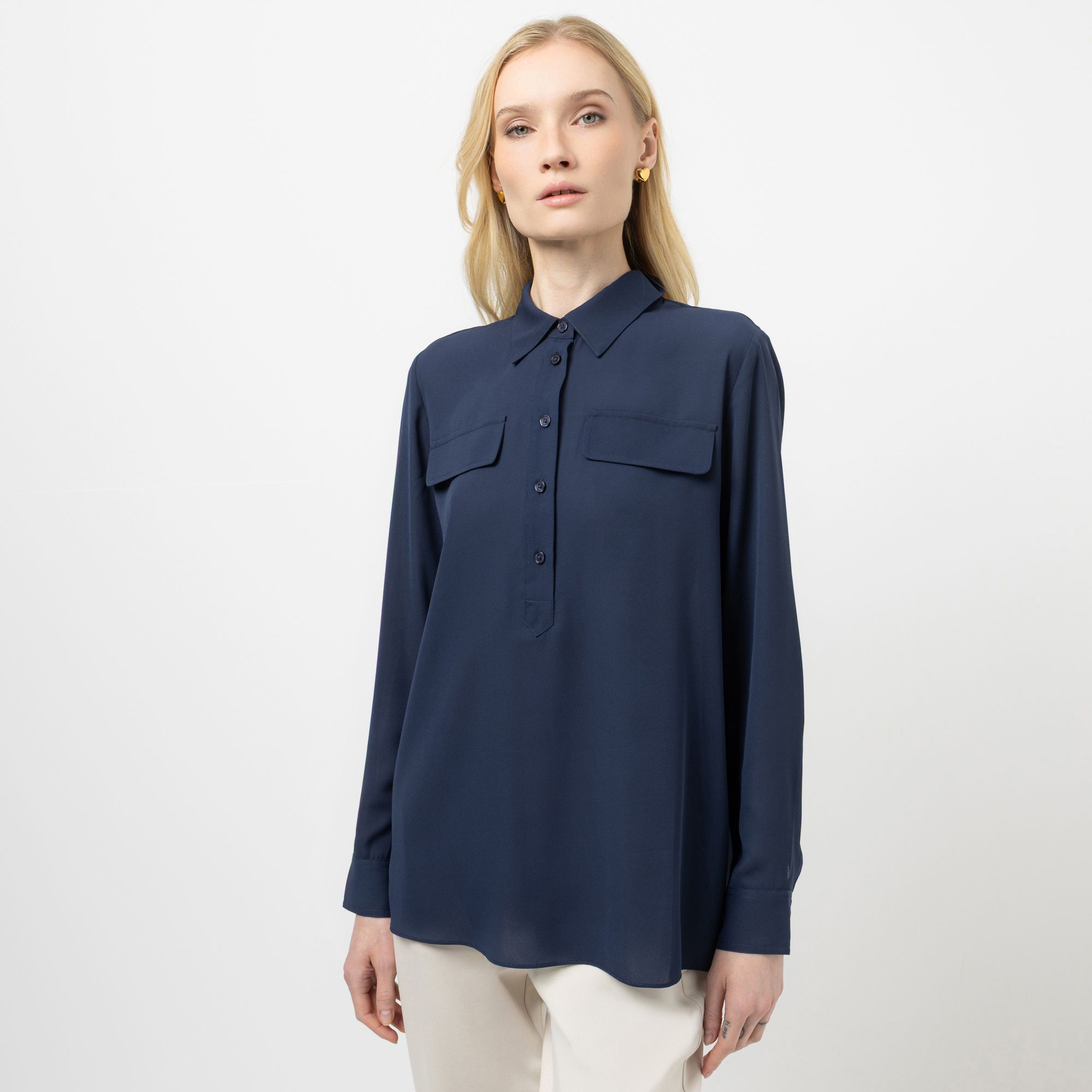 STEFFEN SCHRAUT Bluse Blusenkragen Faltendetails leger weit