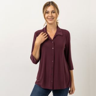 KIM & CO. Jerseybluse, 3/4-Arm Brazil Knit Jersey Knopfleiste figurumspielend