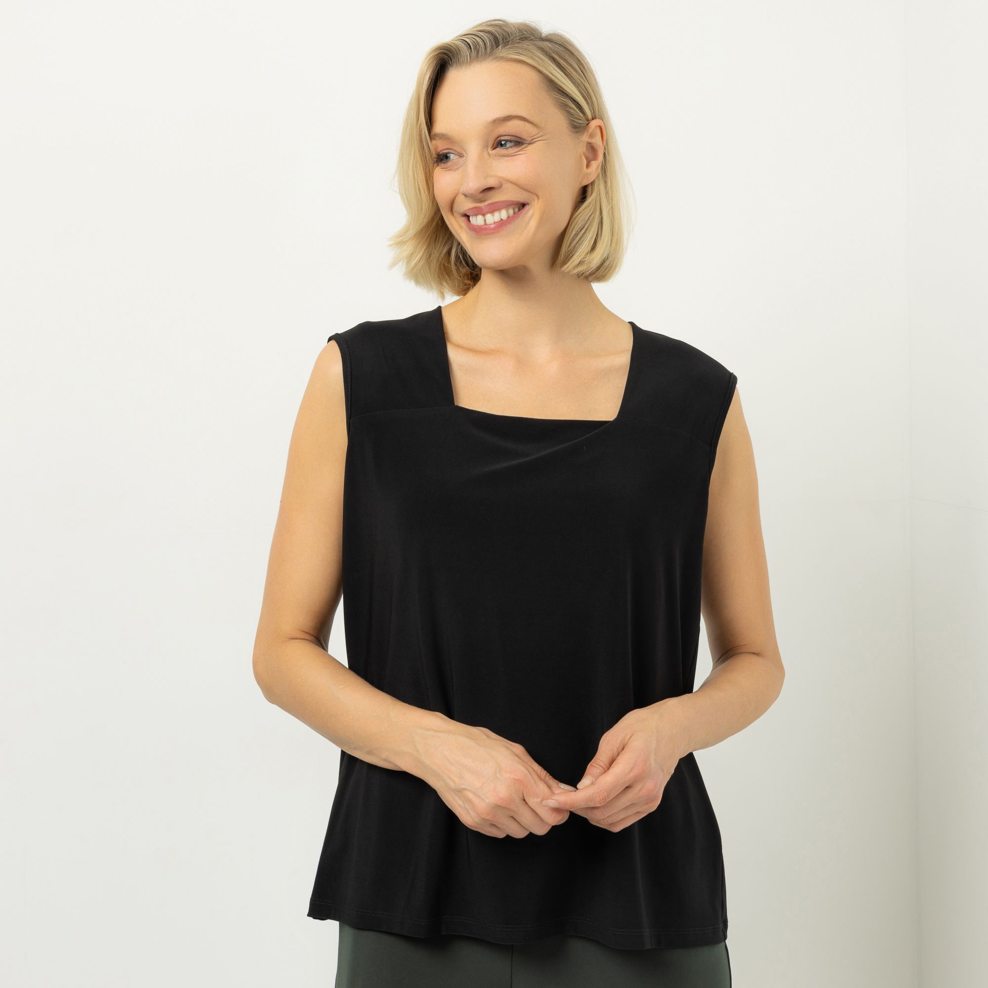 KIM & CO. Top Deluxe Brazil Knit Karree-Ausschnitt figurumspielend
