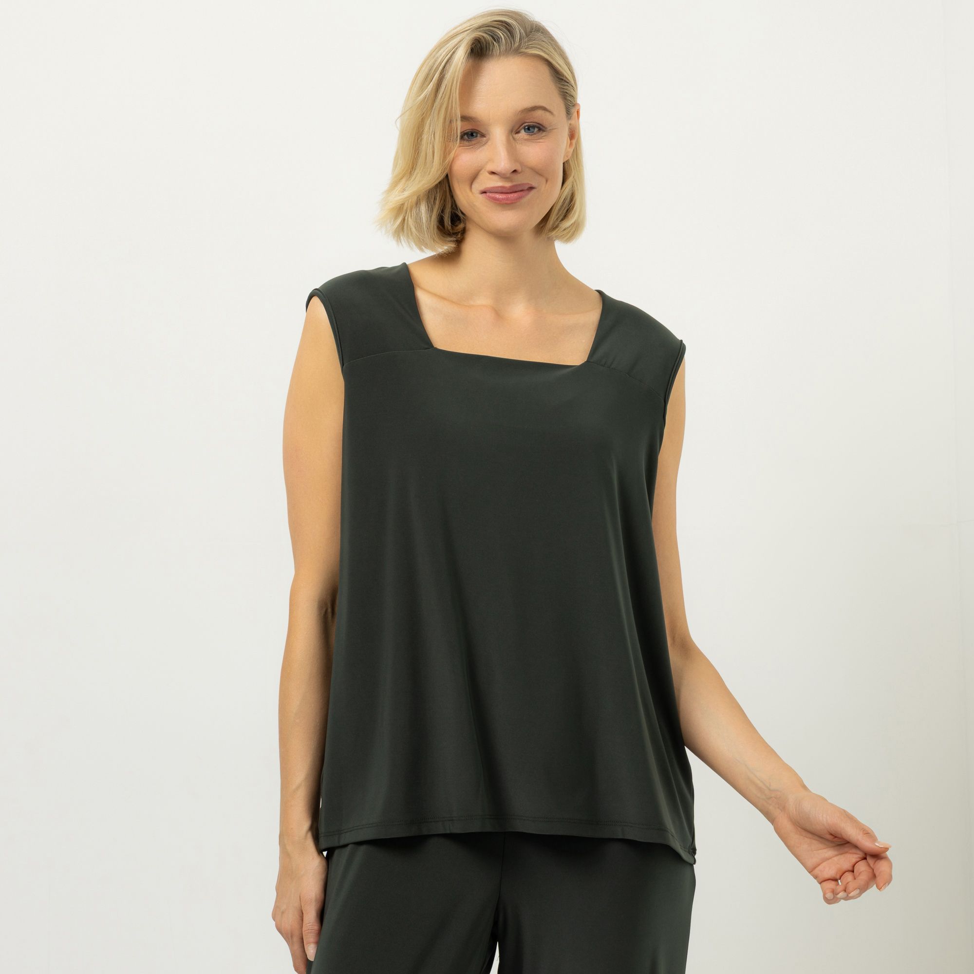 KIM & CO. Top Deluxe Brazil Knit Karree-Ausschnitt figurumspielend