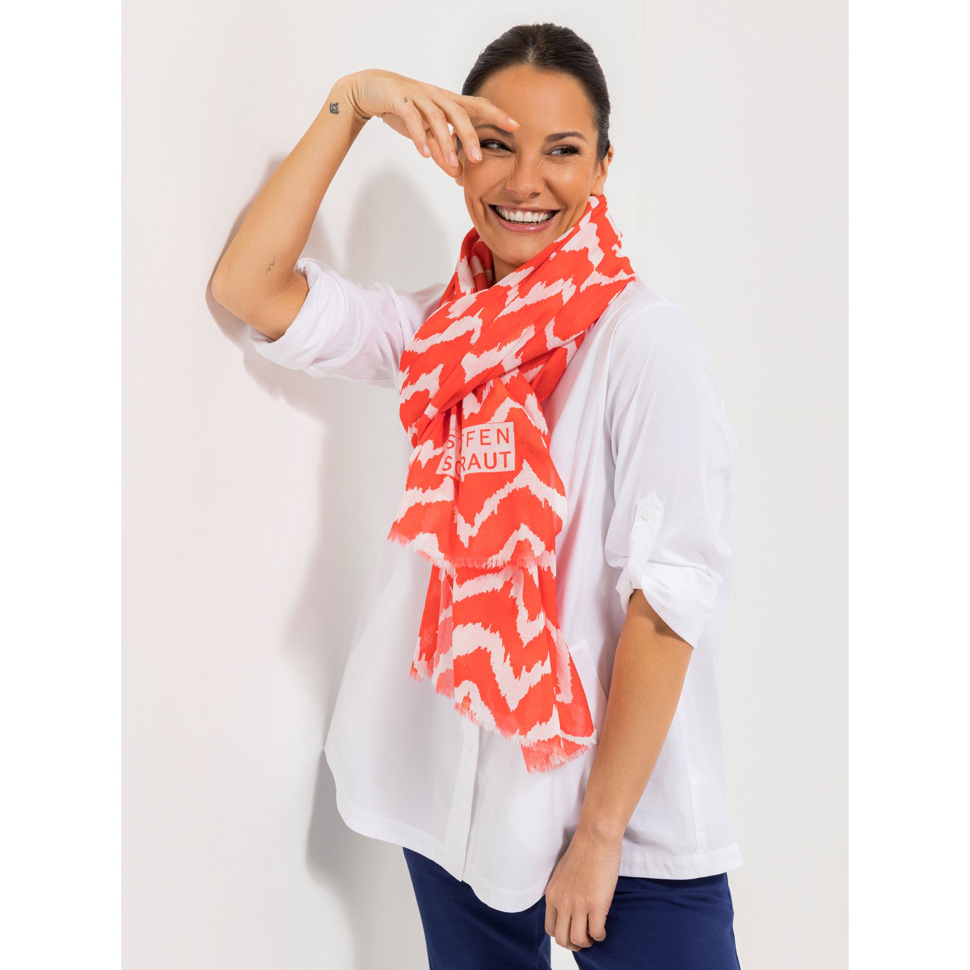 STEFFEN SCHRAUT Schal Athen bedruckte Baumwolle Logo ca. 100x200cm