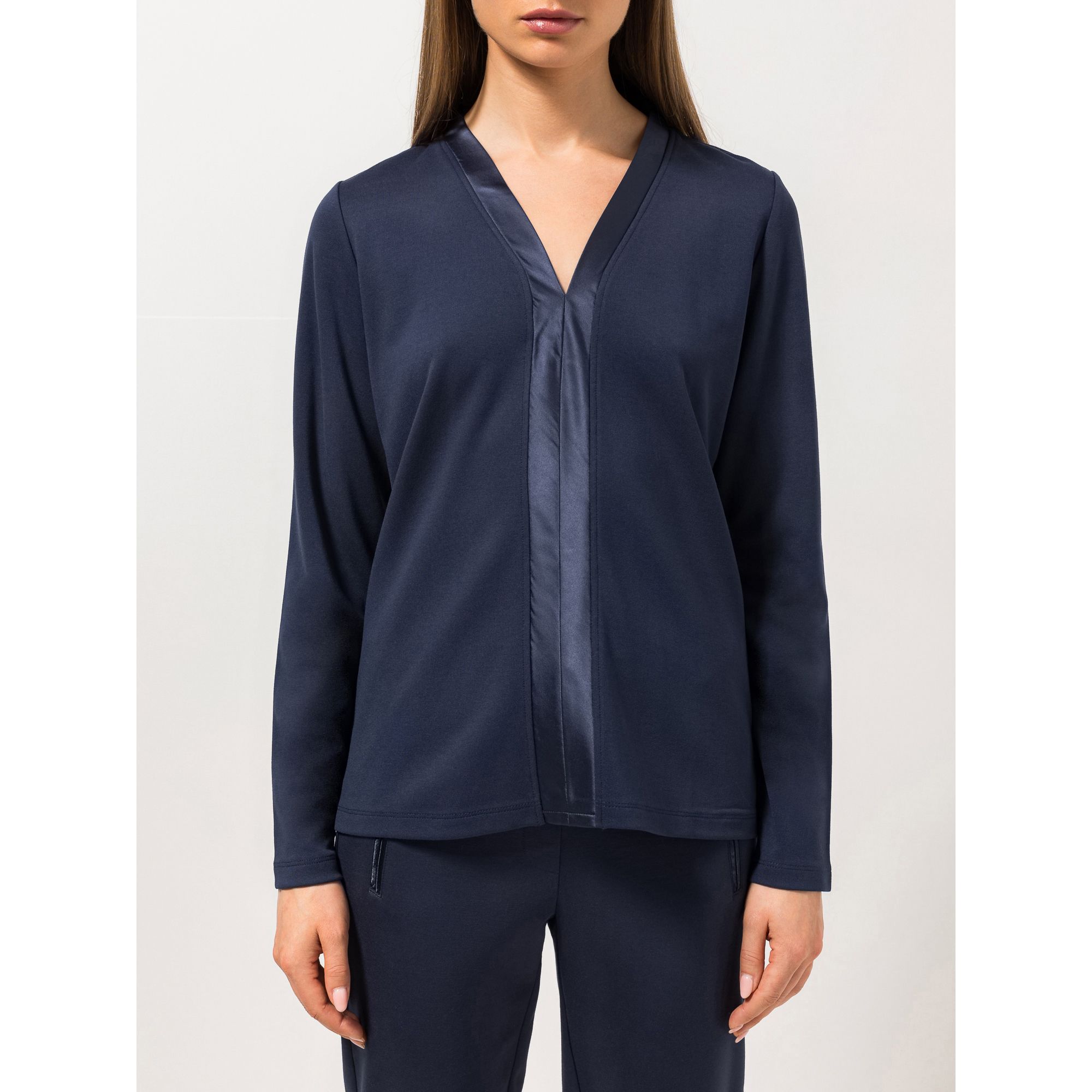 STEFFEN SCHRAUT Shirt V-Ausschnit mit Satin-Besatz figurumspielend