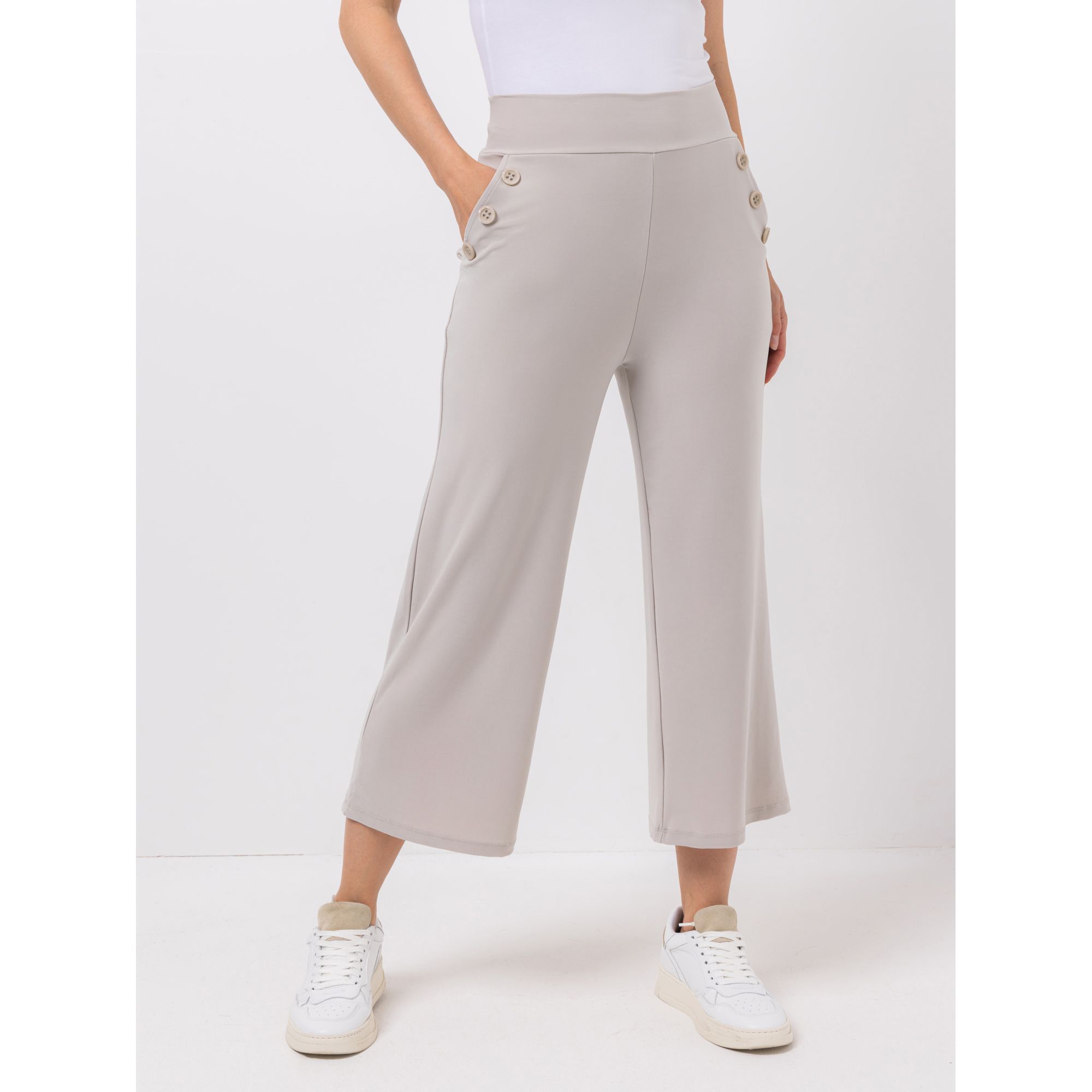 KIM & CO. Hose, 7/8-Länge Brazil Knit Jersey Eingrifftaschen mit Knöpfen