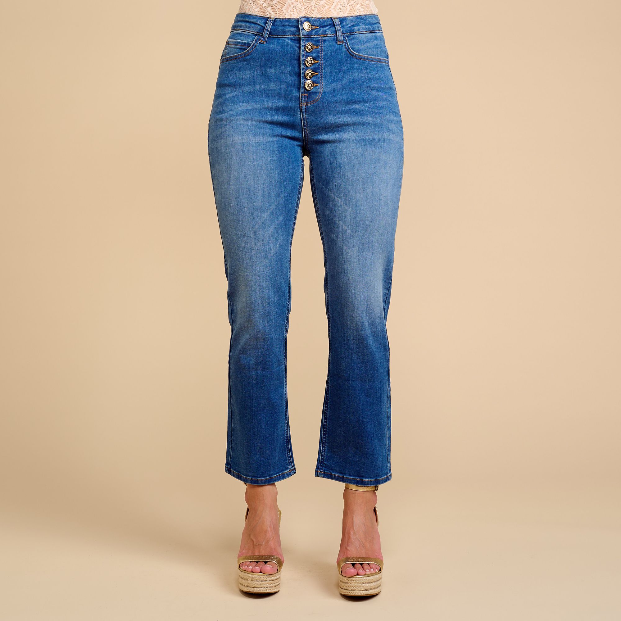 SCHIFFHAUER MUNICH® Jeans, 7/8 Länge Happiness mit Schmuckknöpfen schmales Bein