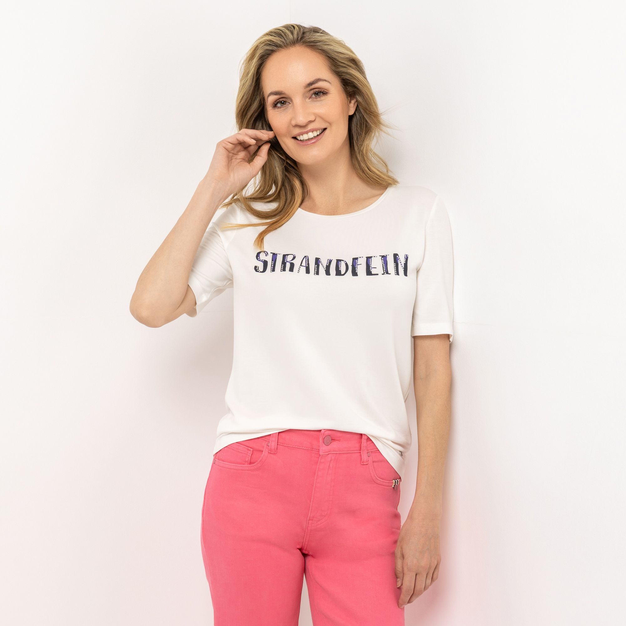 STRANDFEIN Shirt, 1/2-Arm Rundhalsausschnitt Logo-Druck figurumspielend