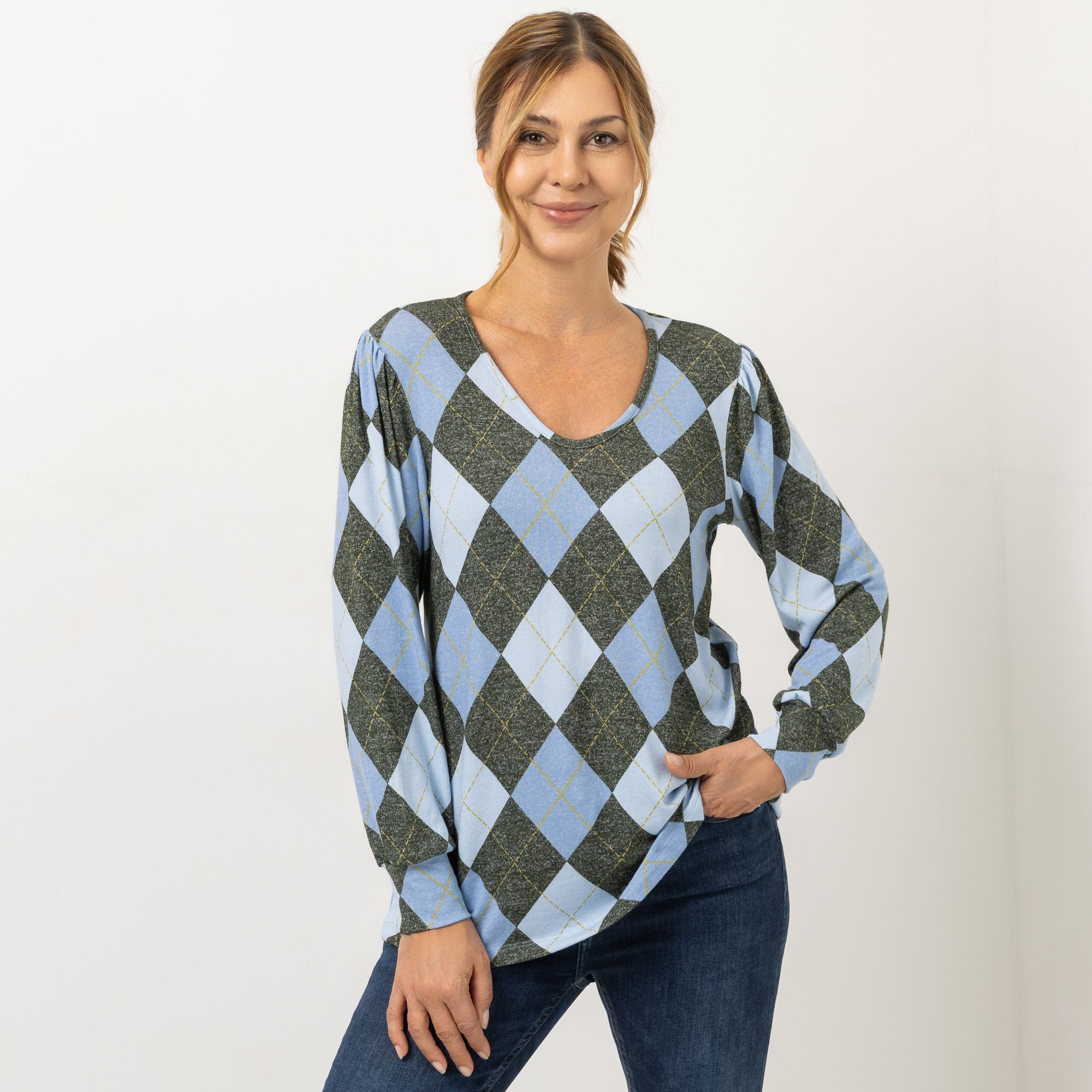 KIM & CO. Shirt, Langarm Feinstrick-Optik Ärmel mit Bündchen figurumspielend