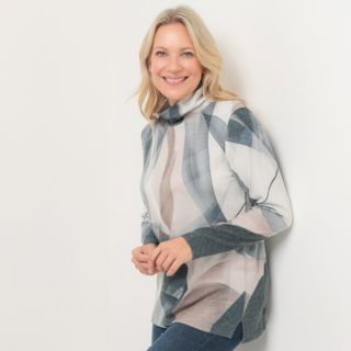 DINE 'N' DANCE Shirt 1/1 Arm Rollkragen Allover-Druck figurumspielend