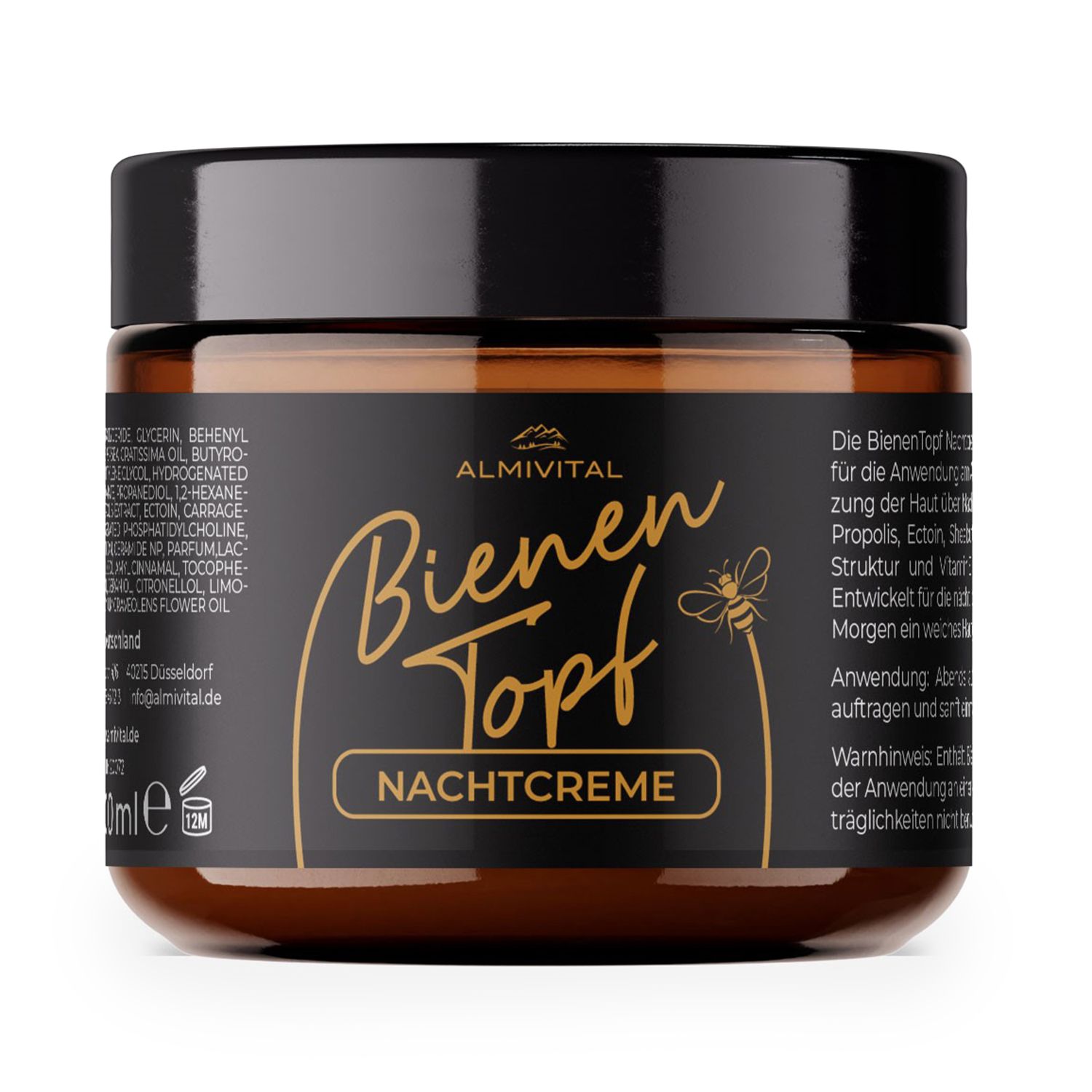 ALMIVITAL Bienentopf Nachtcreme mit Gelée Royale, Bienengift & Propolis 100ml