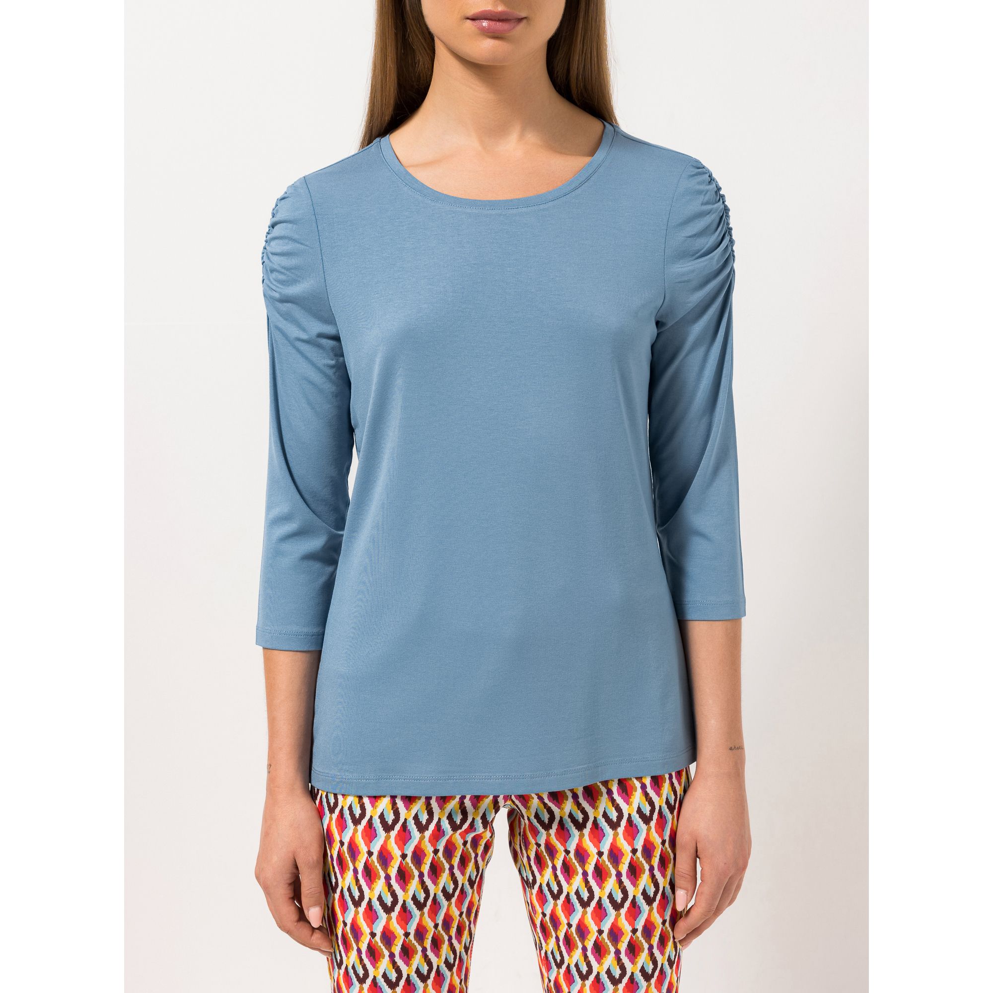 STEFFEN SCHRAUT Shirt Rundhalsausschnitt gerafftes Arm-Detail figurumspielend