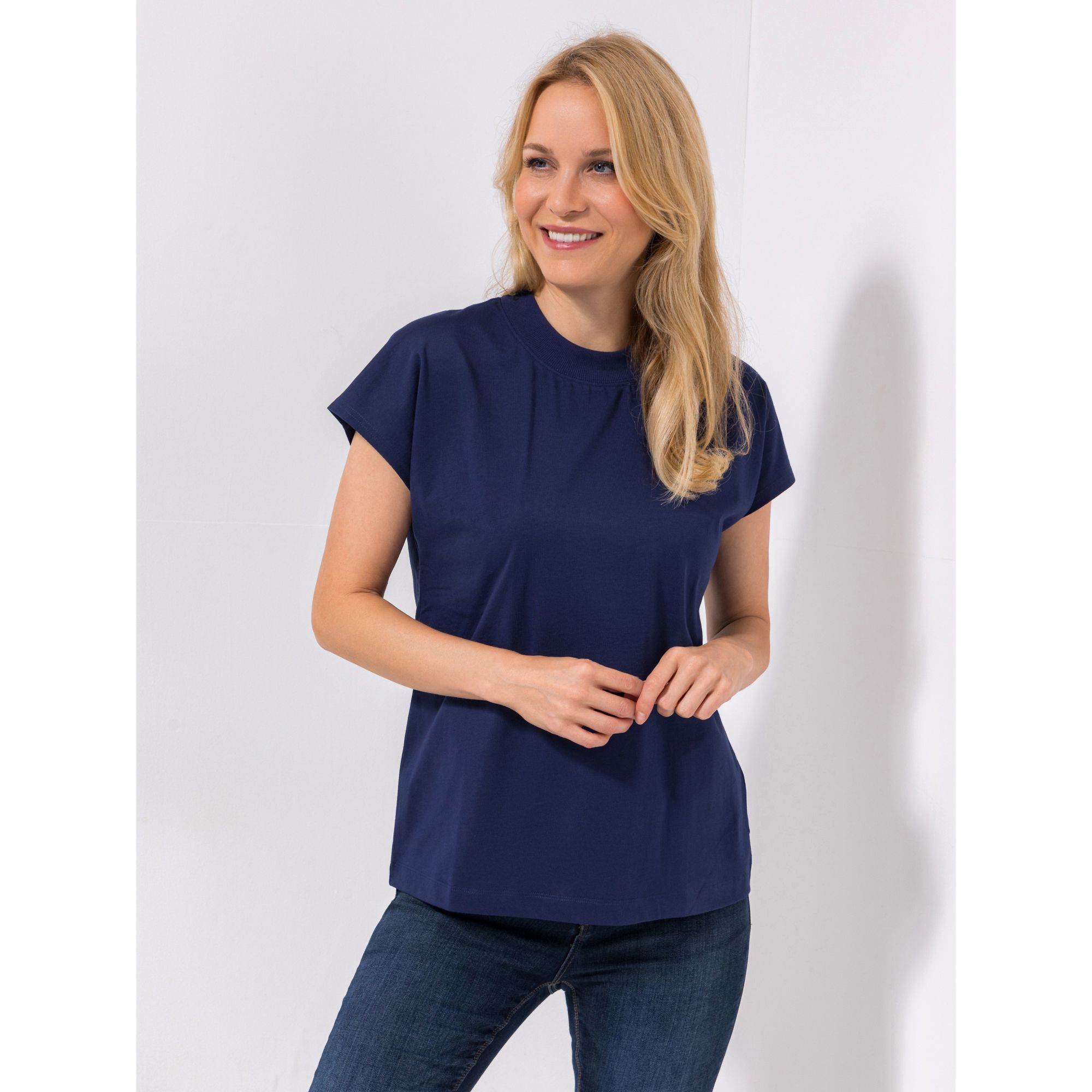 ANNI FOR FRIENDS Shirt, 1/2-Arm Flügelärmel Stehkragen leger weit - Oversize