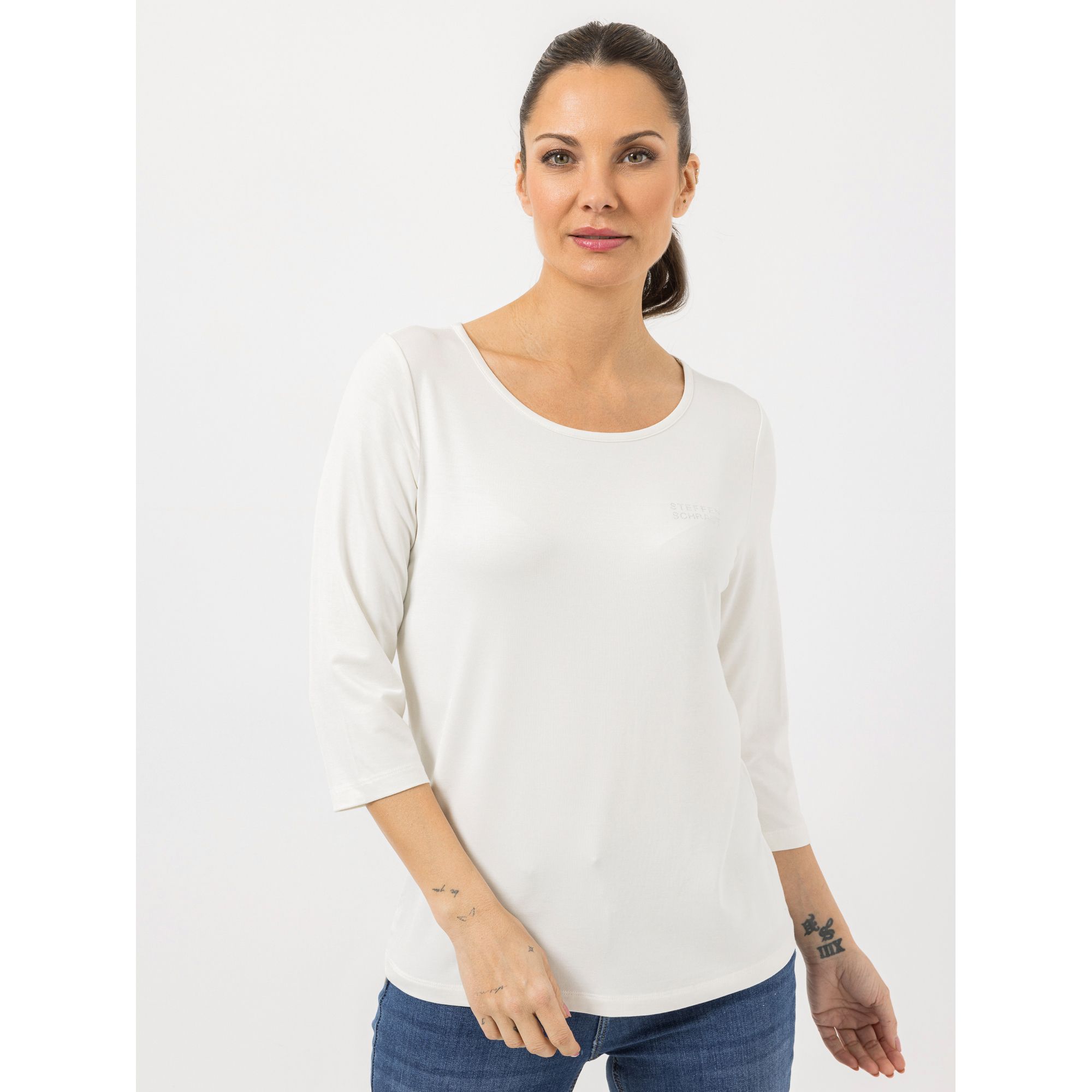 STEFFEN SCHRAUT Shirt Ibiza, 3/4-Arm Strass-Detail mit ECOVERO Viskose figurumspielend