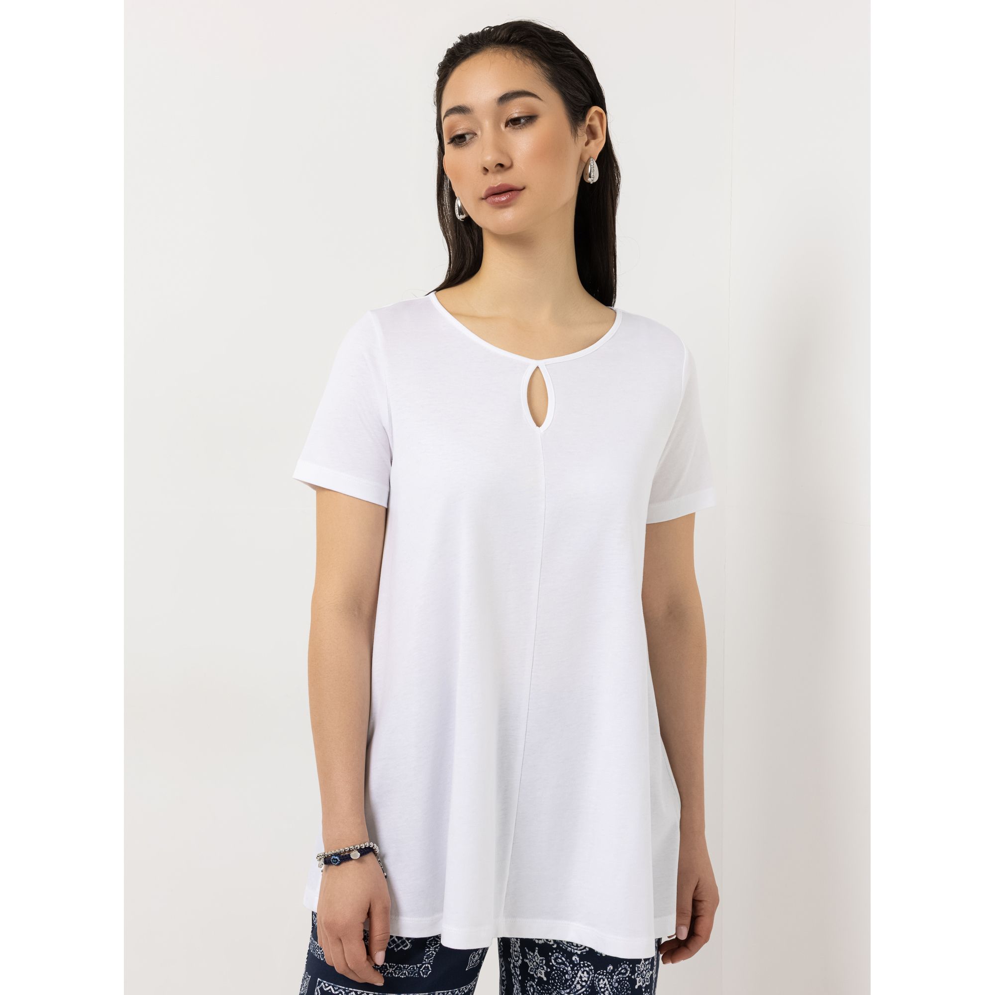 STEFFEN SCHRAUT Shirt, kurzer 1/2 Arm Rundhalsauschnitt Schlüssellochdetail leger weit