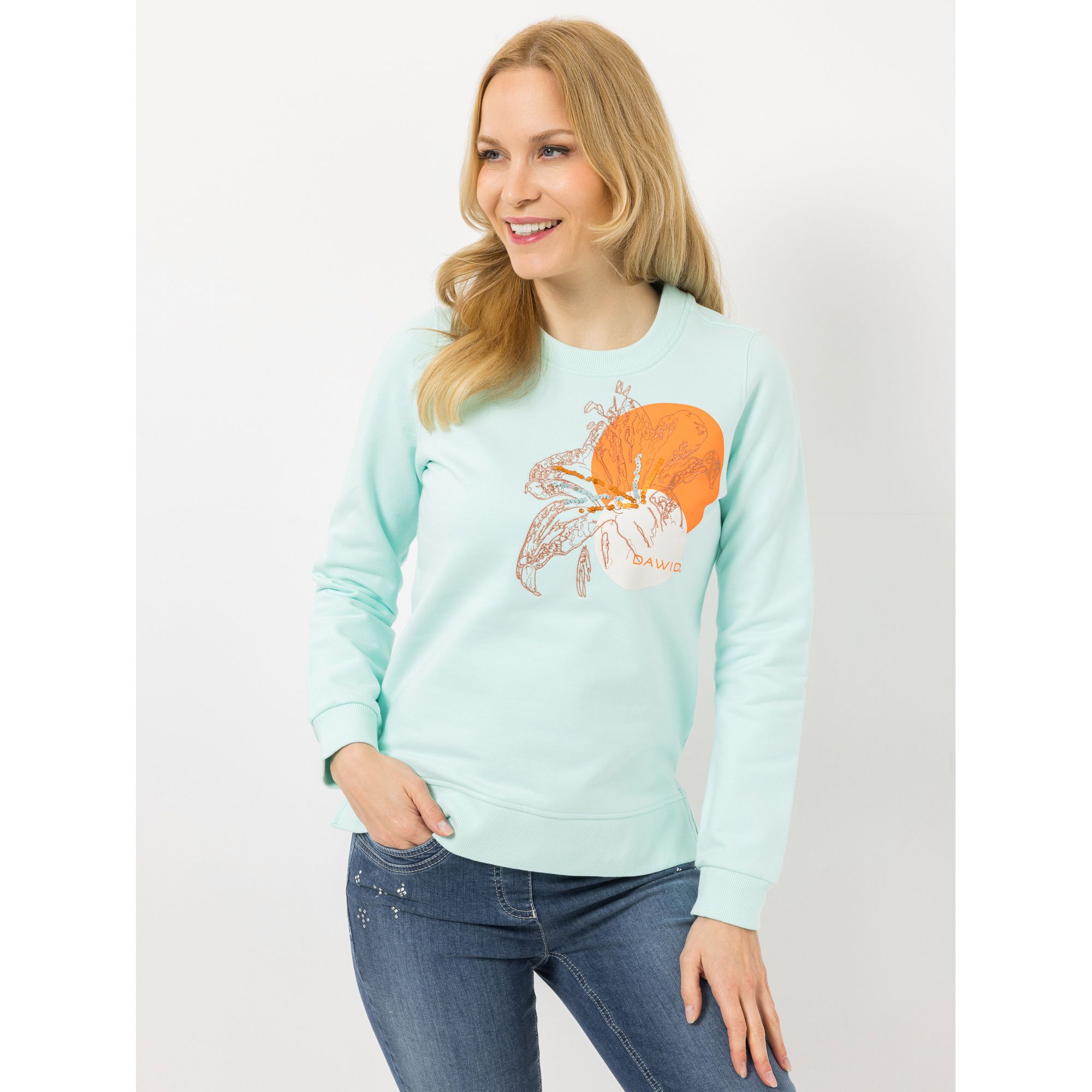 DAWID by Dawid Tomaszewski Sweatshirt, Langarm Druck mit Pailletten figurumspielend