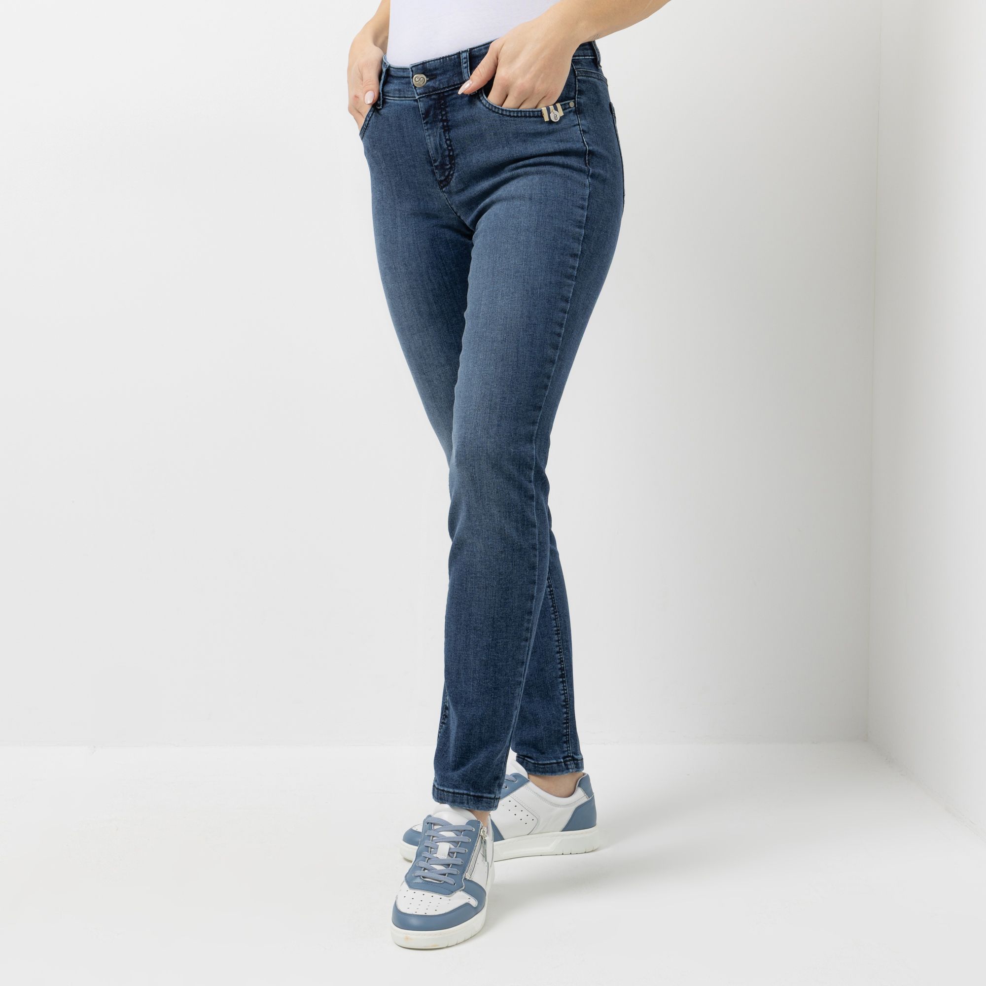 STRANDFEIN Jeanshose Sina lange Form OEKO-TEX®Standard 100 schmales Bein