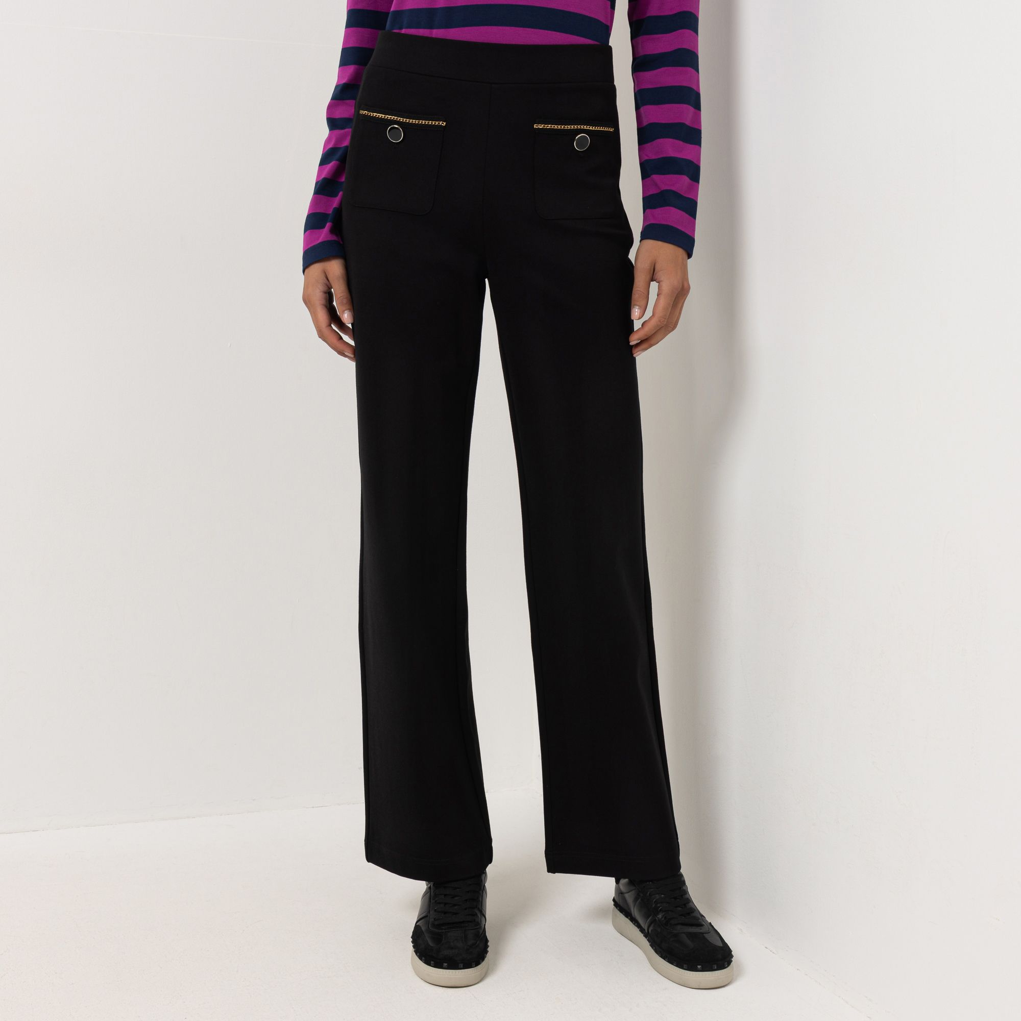 STEFFEN SCHRAUT Hose Rundumdehnbund Ketten-Detail gerades weites Bein