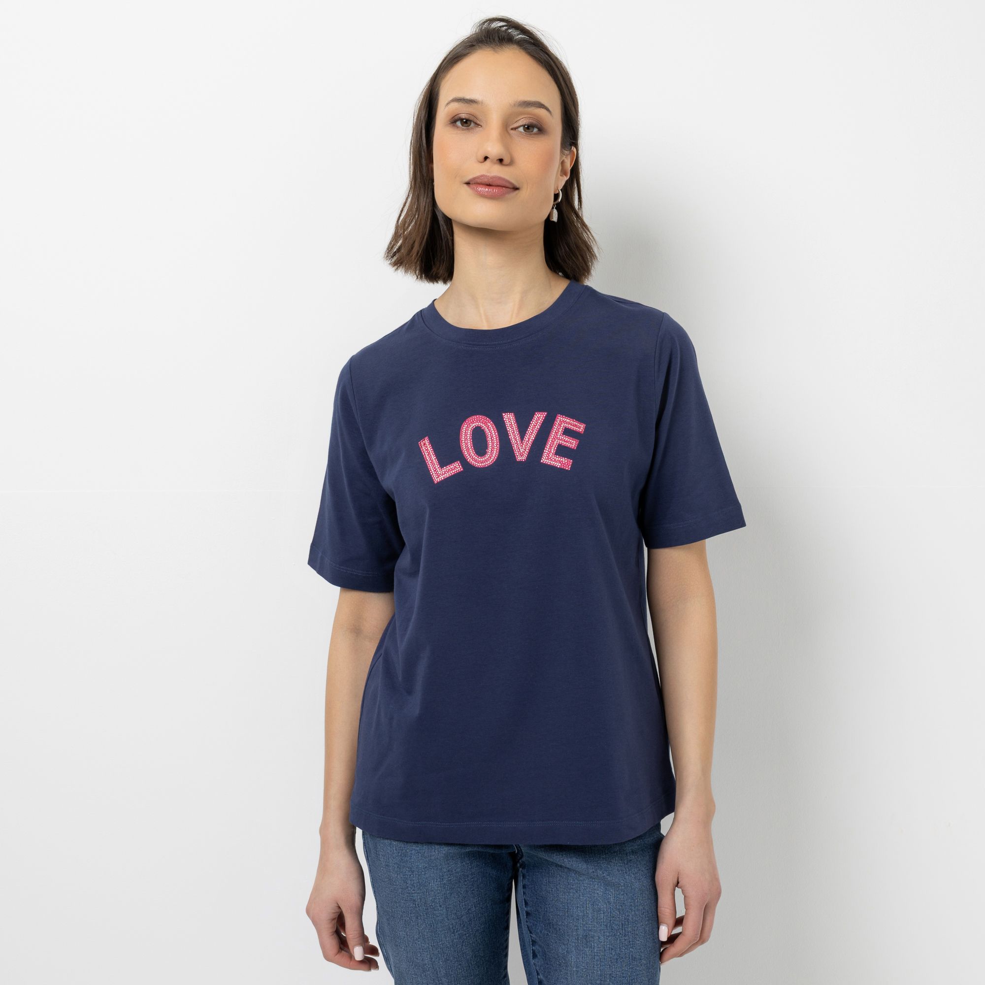 STEFFEN SCHRAUT Shirt, 1/2-Arm Rundhalsausschnitt LOVE Schriftzug leger weit