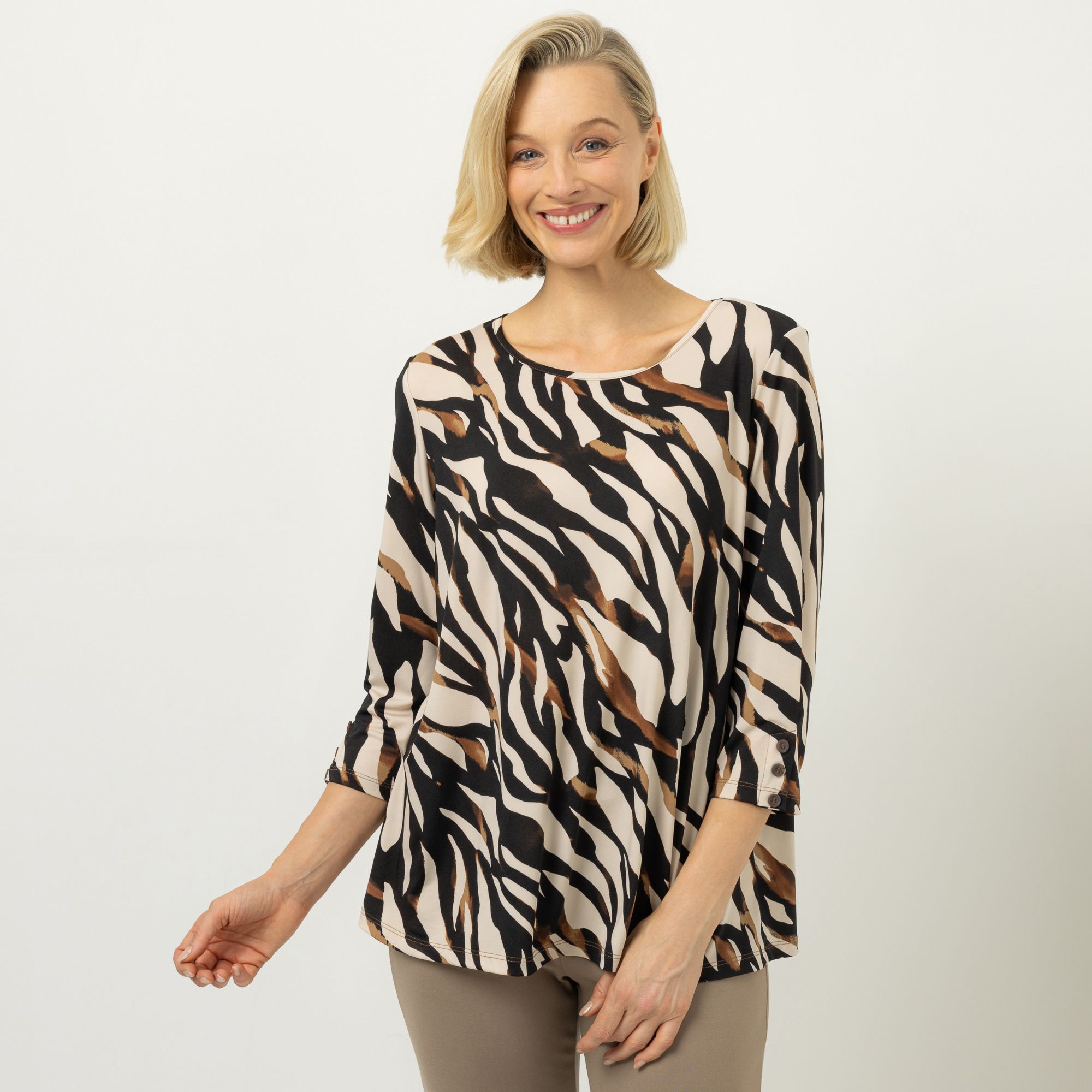 KIM & CO. Shirt, 3/4-Arm Brazil Knit Jersey Rundhalsausschnitt figurumspielend