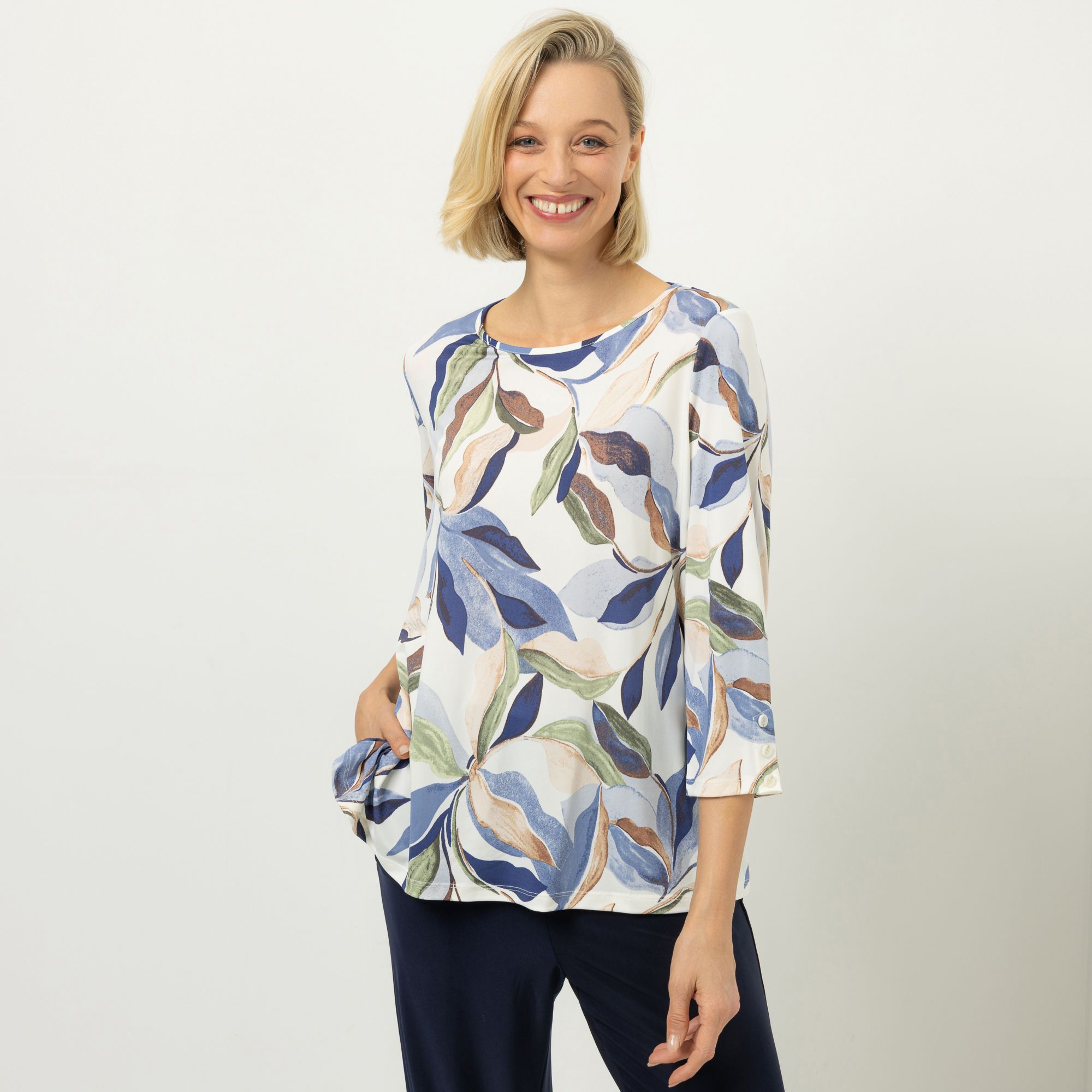 KIM & CO. Shirt, 3/4-Arm Brazil Knit Jersey Rundhalsausschnitt figurumspielend