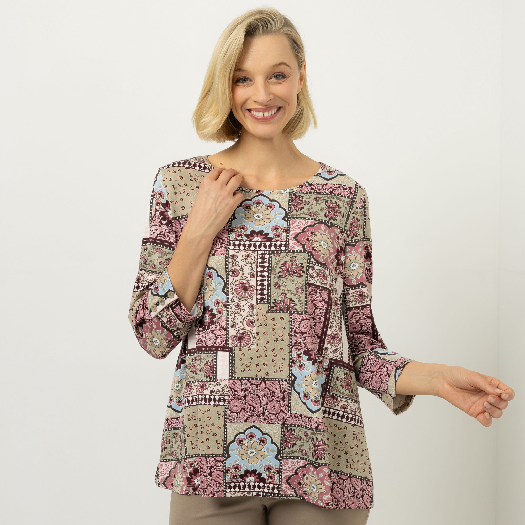 KIM & CO. Shirt, 3/4-Arm Brazil Knit Jersey Rundhalsausschnitt figurumspielend