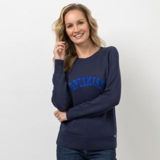 STRANDFEIN Pullover Rundhalsausschnitt Schriftzugstickerei figurumspielend