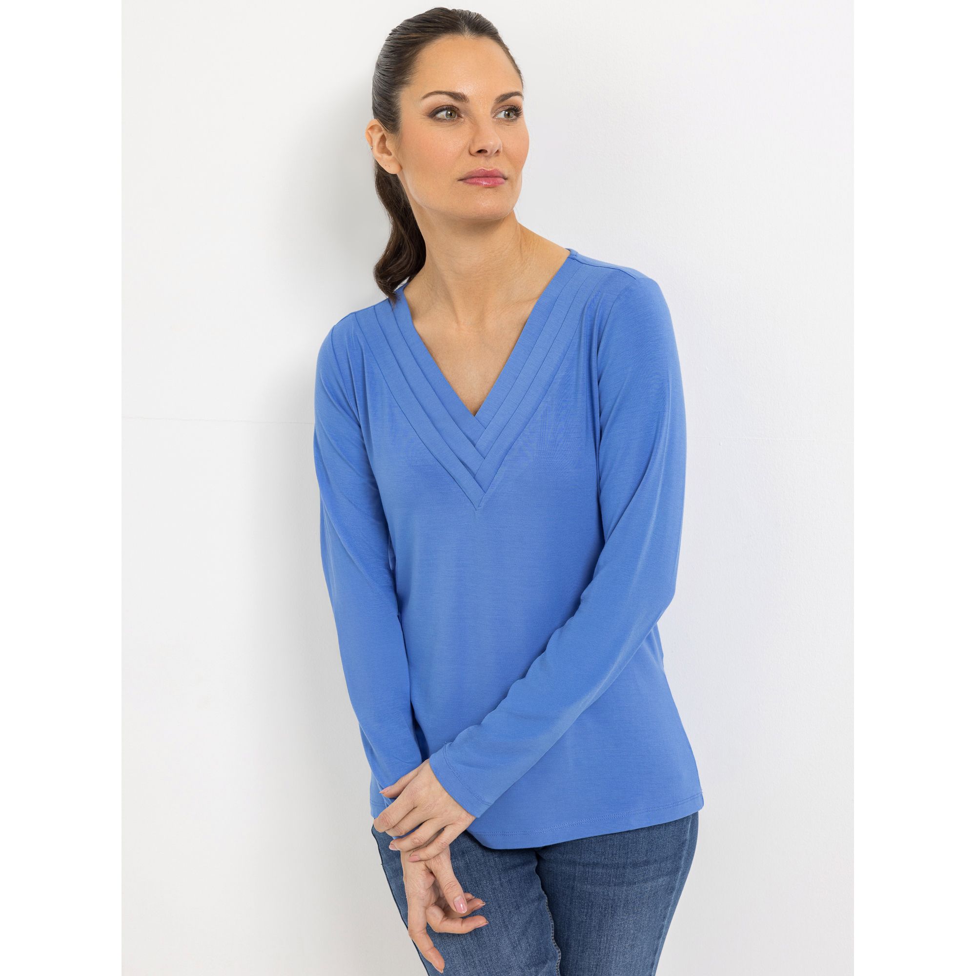 STEFFEN SCHRAUT Shirt V-Ausschnitt mit ECOVERO Viskose figurumspielend