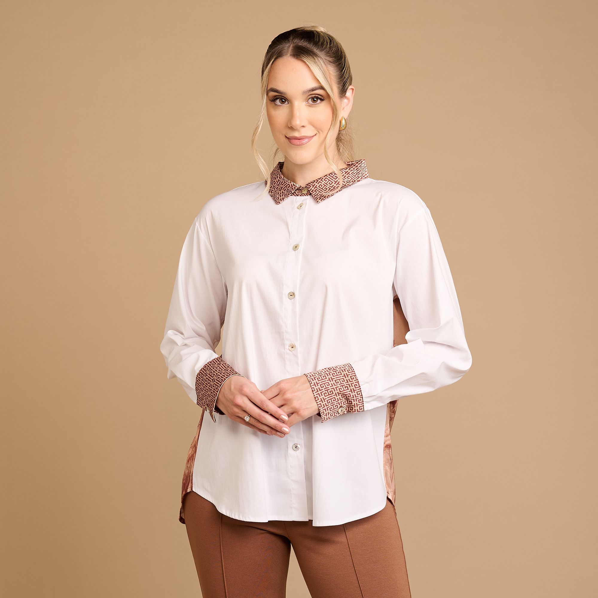 SCHIFFHAUER MUNICH® Bluse White Blouse Art Logoknöpfe figurumspielend