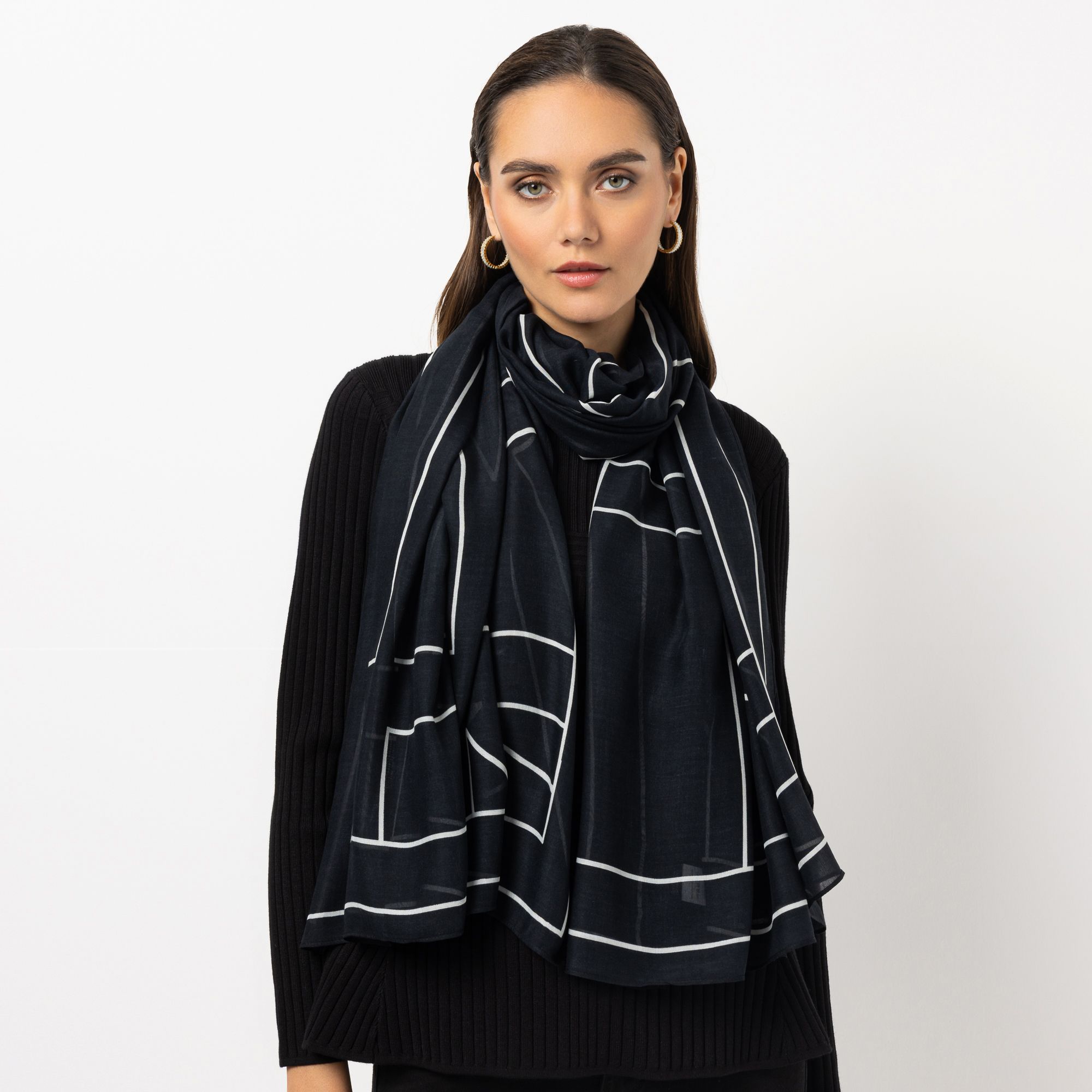 STEFFEN SCHRAUT Tuch Biarritz Grafischer-Druck aus ECOVERO Viskose ca.100x190cm