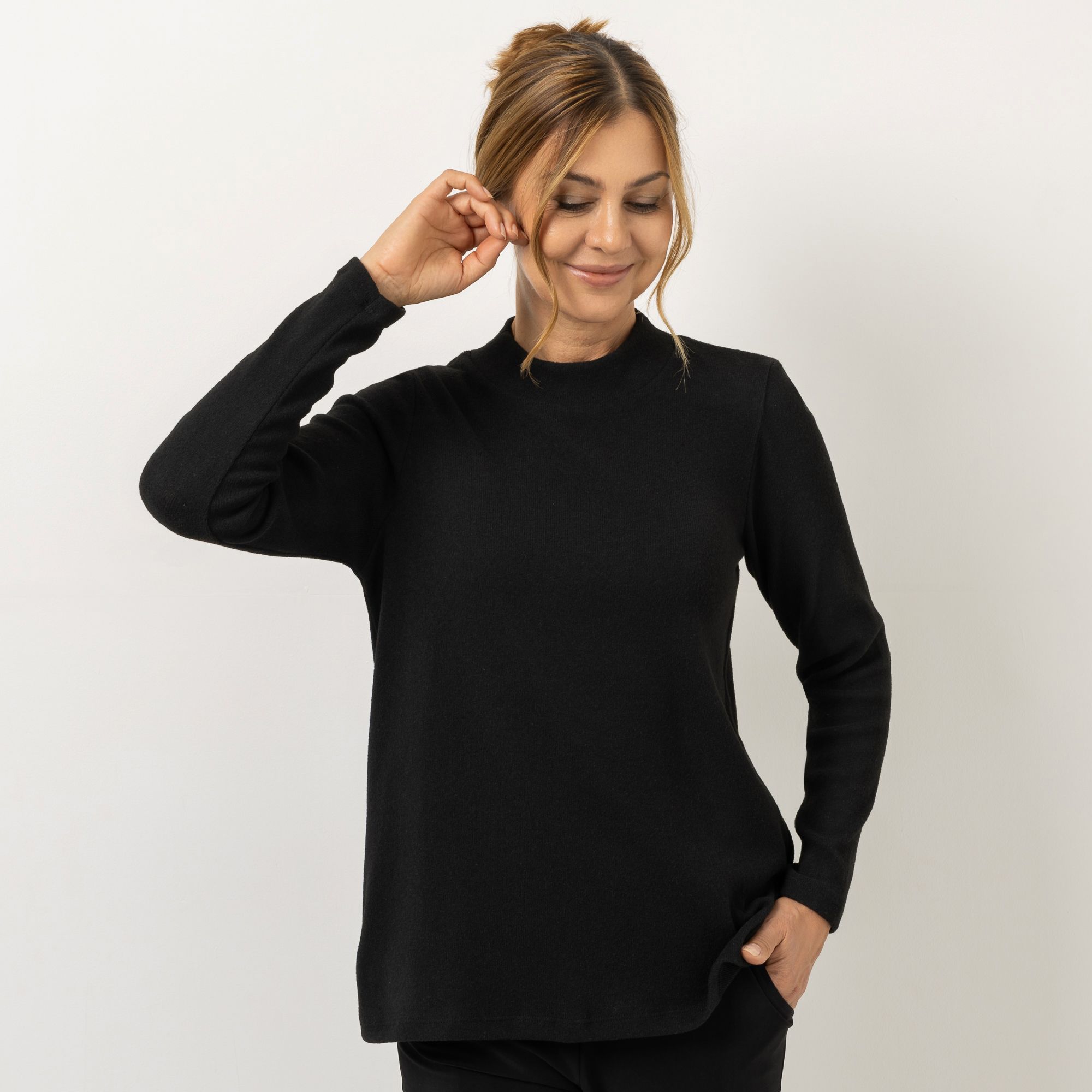 KIM & CO. Strickshirt, Langarm Soft Strick Optik Stehkragen figurumspielend
