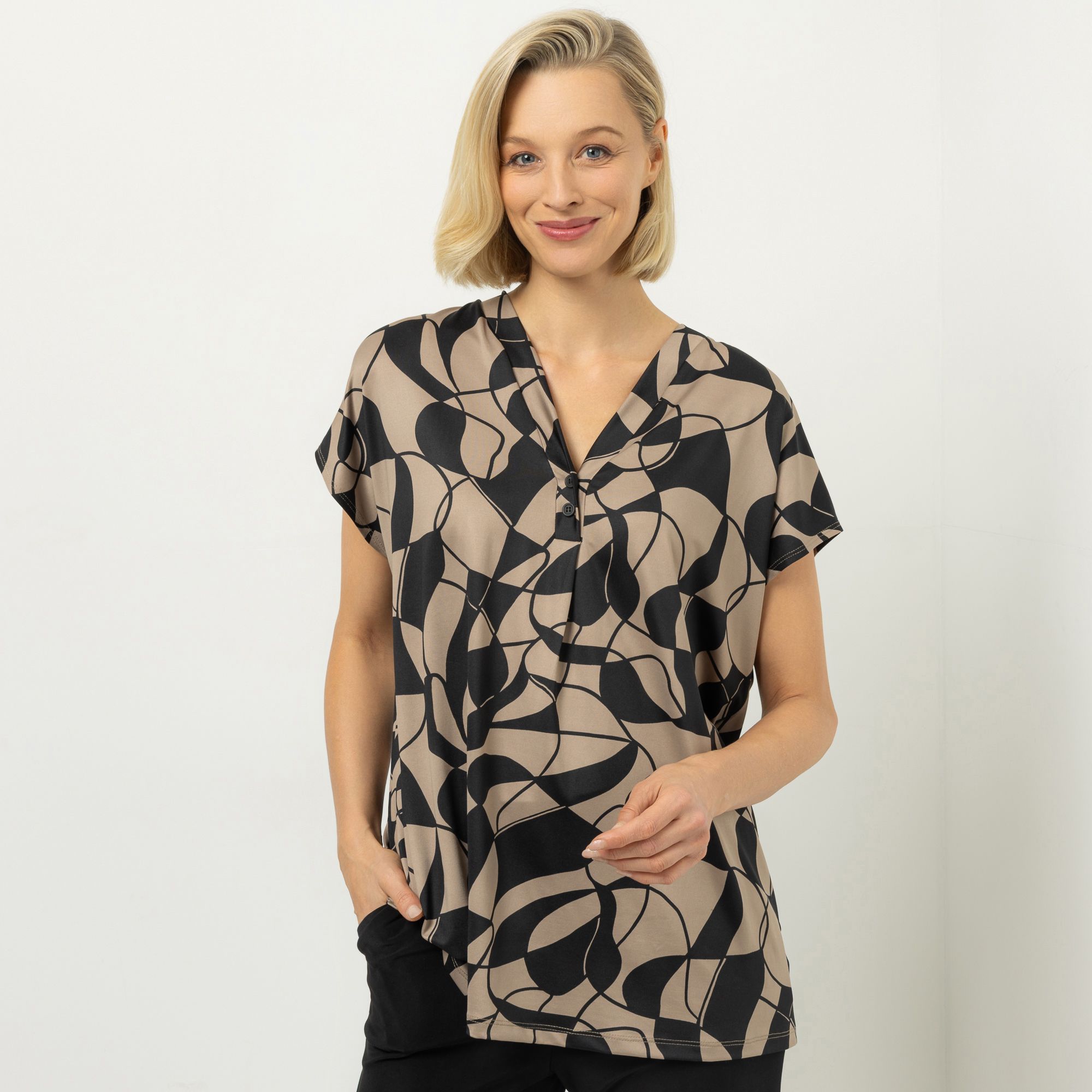 KIM & CO. Shirt, 1/2-Arm Brazil Knit Jersey V-Ausschnitt figurumspielend