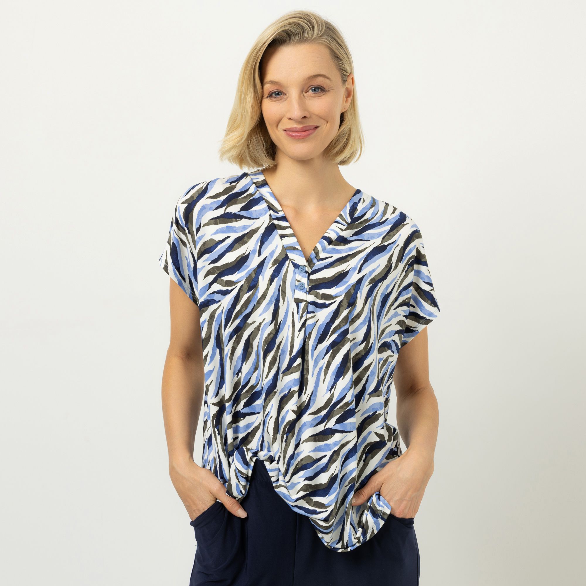 KIM & CO. Shirt, 1/2-Arm Brazil Knit Jersey V-Ausschnitt figurumspielend