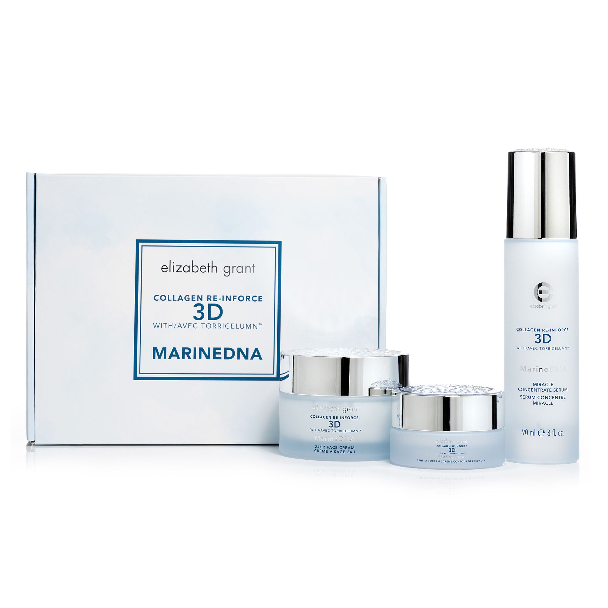 ELIZABETH GRANT Collagen MarineDNA 24H Creme 100ml, Augencreme 30ml, Serum 90ml