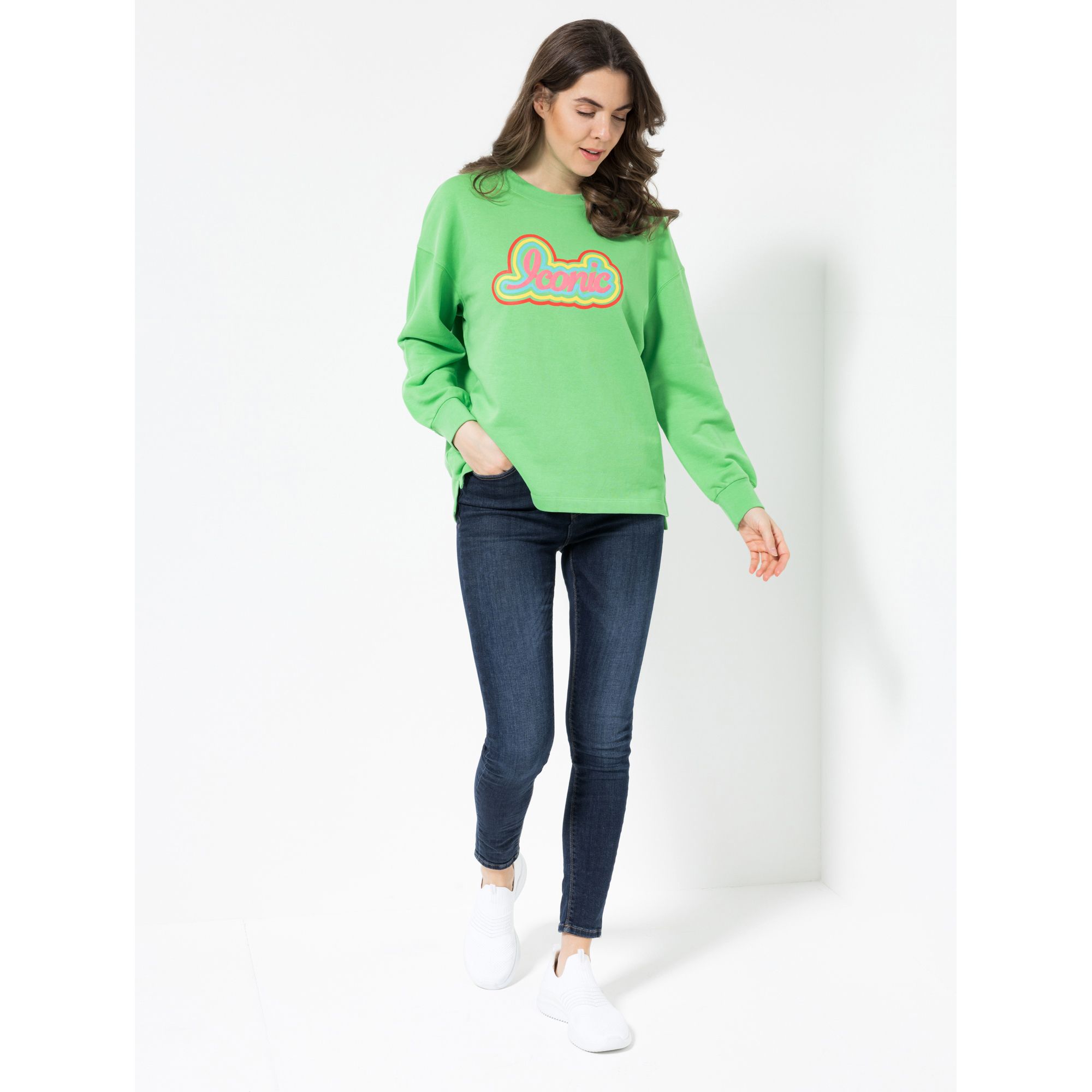 ICONIC by Marina Hoermanseder Sweatshirt, 1/1-Arm Logodruck leger weit