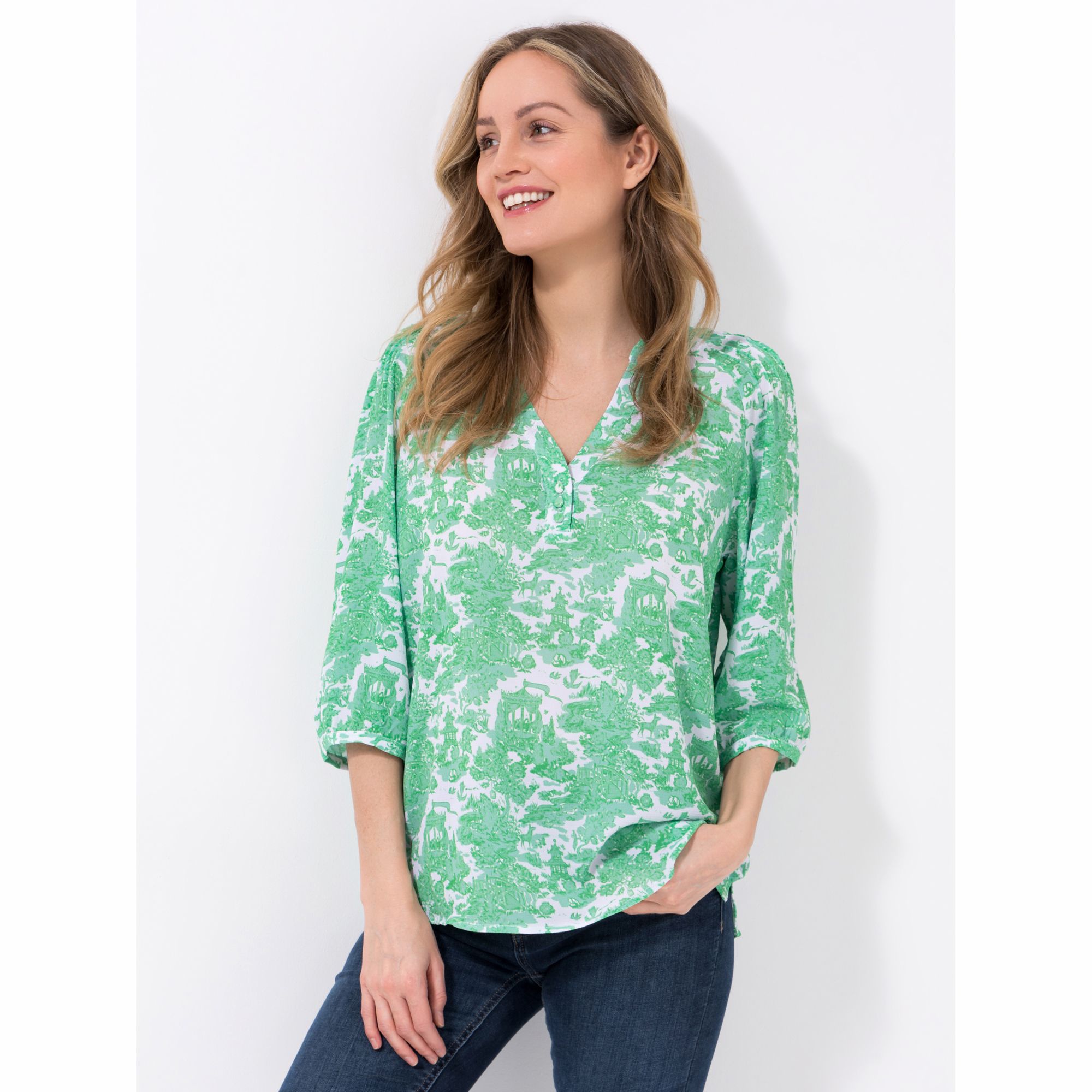 DAWID by Dawid Tomaszewski Bluse, 3/4 Arm Serafinoausschnitt leger weit