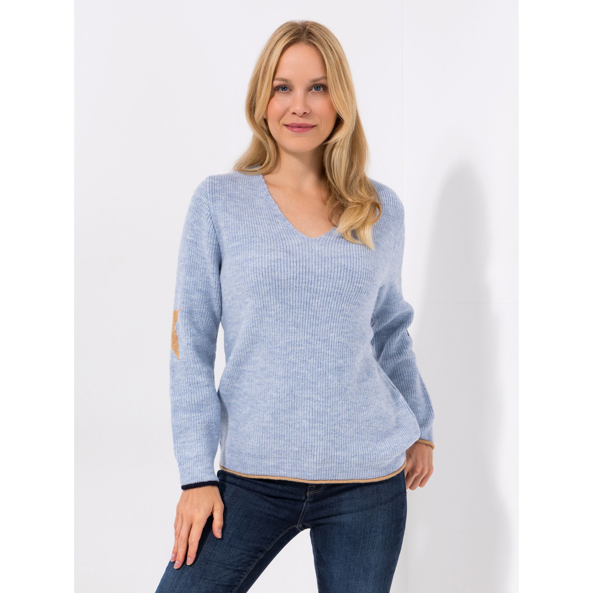 DINE 'N' DANCE Pullover, 1/1-Arm Sterne V-Ausschnitt figurumspielend