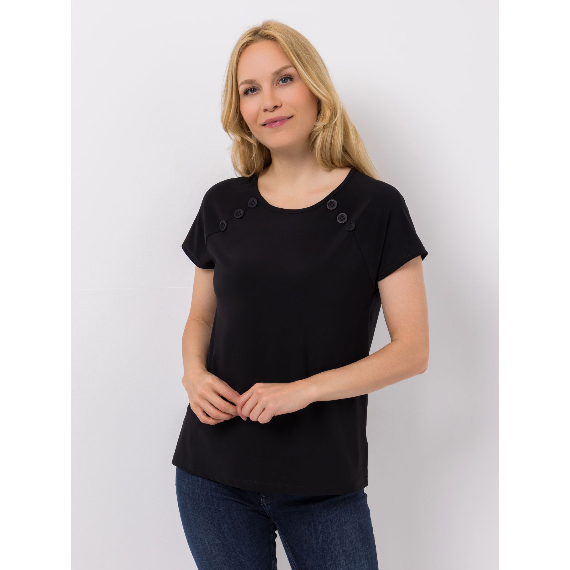 KIM & CO. Shirt, 1/2-Arm Brazil Knit Jersey Zierknöpfe figurumspielend