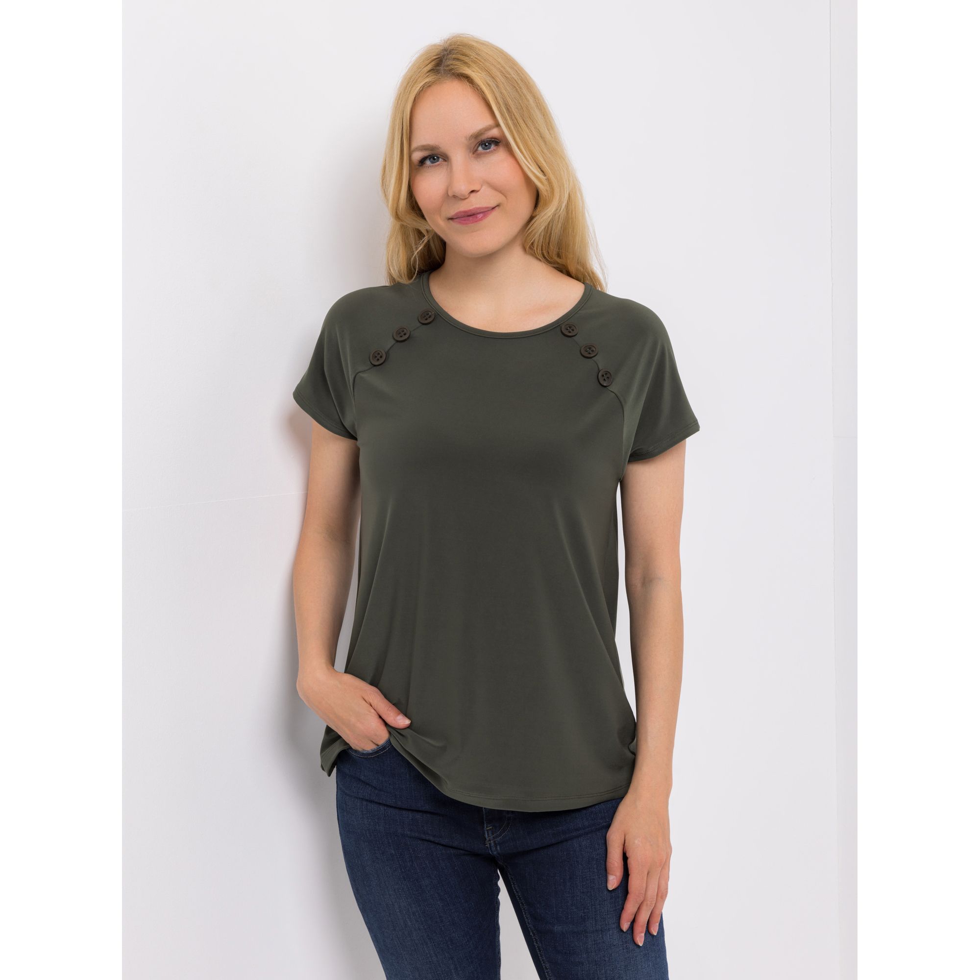 KIM & CO. Shirt, 1/2-Arm Brazil Knit Jersey Zierknöpfe figurumspielend