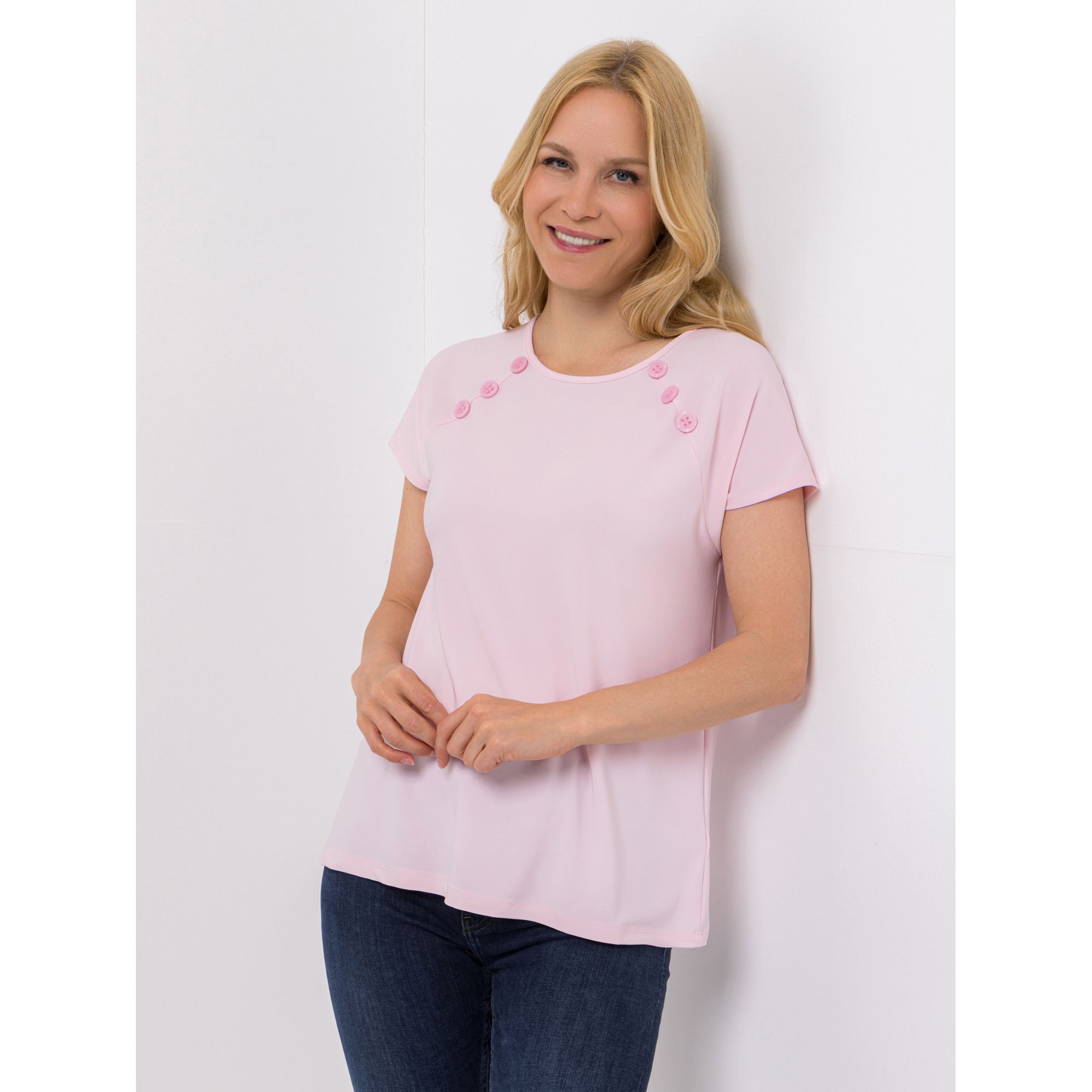 KIM & CO. Shirt, 1/2-Arm Brazil Knit Jersey Zierknöpfe figurumspielend