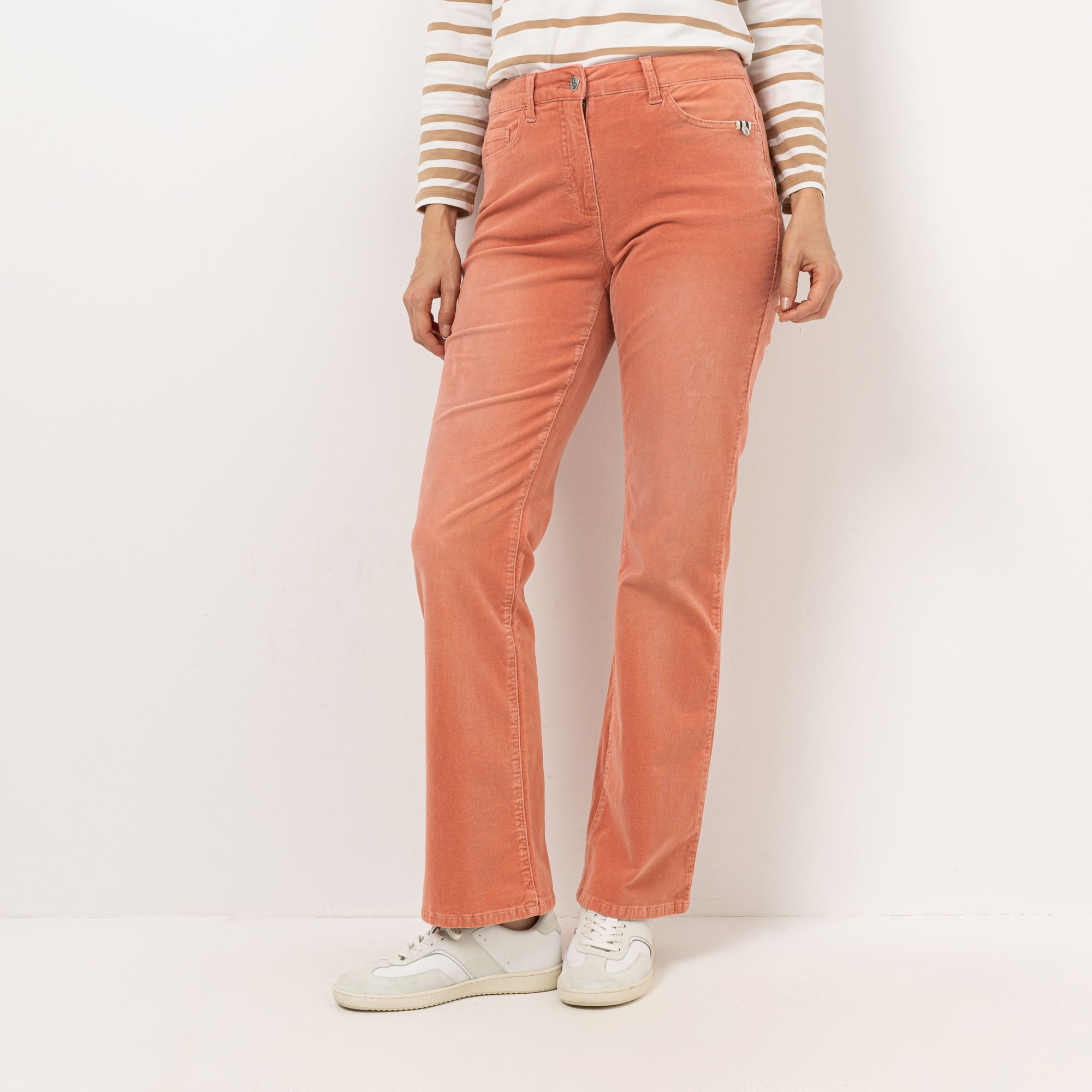 STRANDFEIN Cordhose lange Form 5-Pocket-Style ausgestelltes Bein