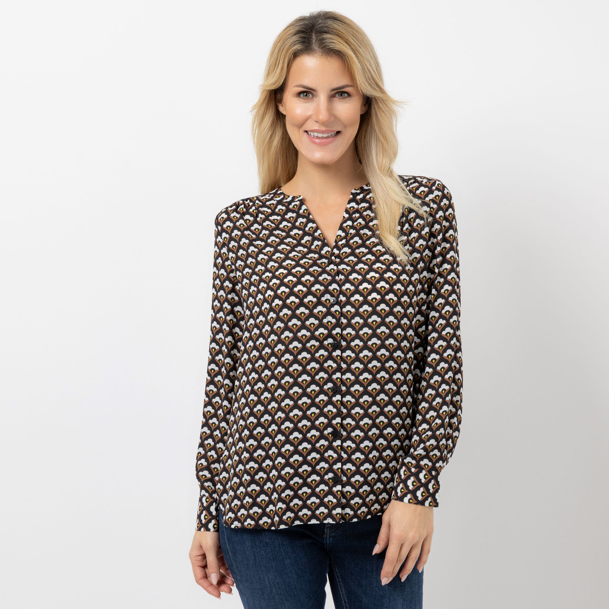 EVA LUTZ Bluse Lara Knopfleiste Seitenschlitze leger weit