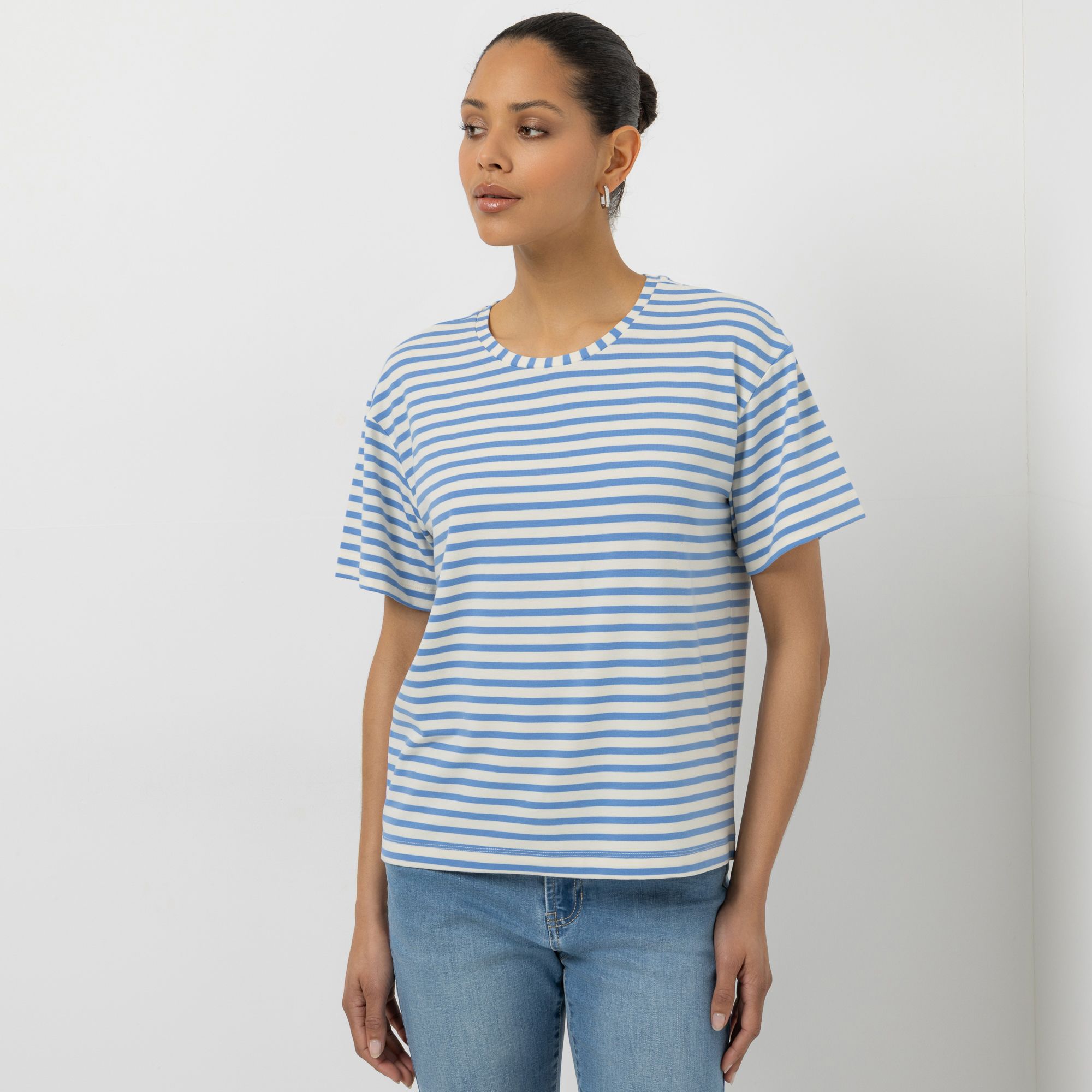 STEFFEN SCHRAUT Shirt, 1/2-Arm Rundhalsausschnitt Streifendruck leger weit