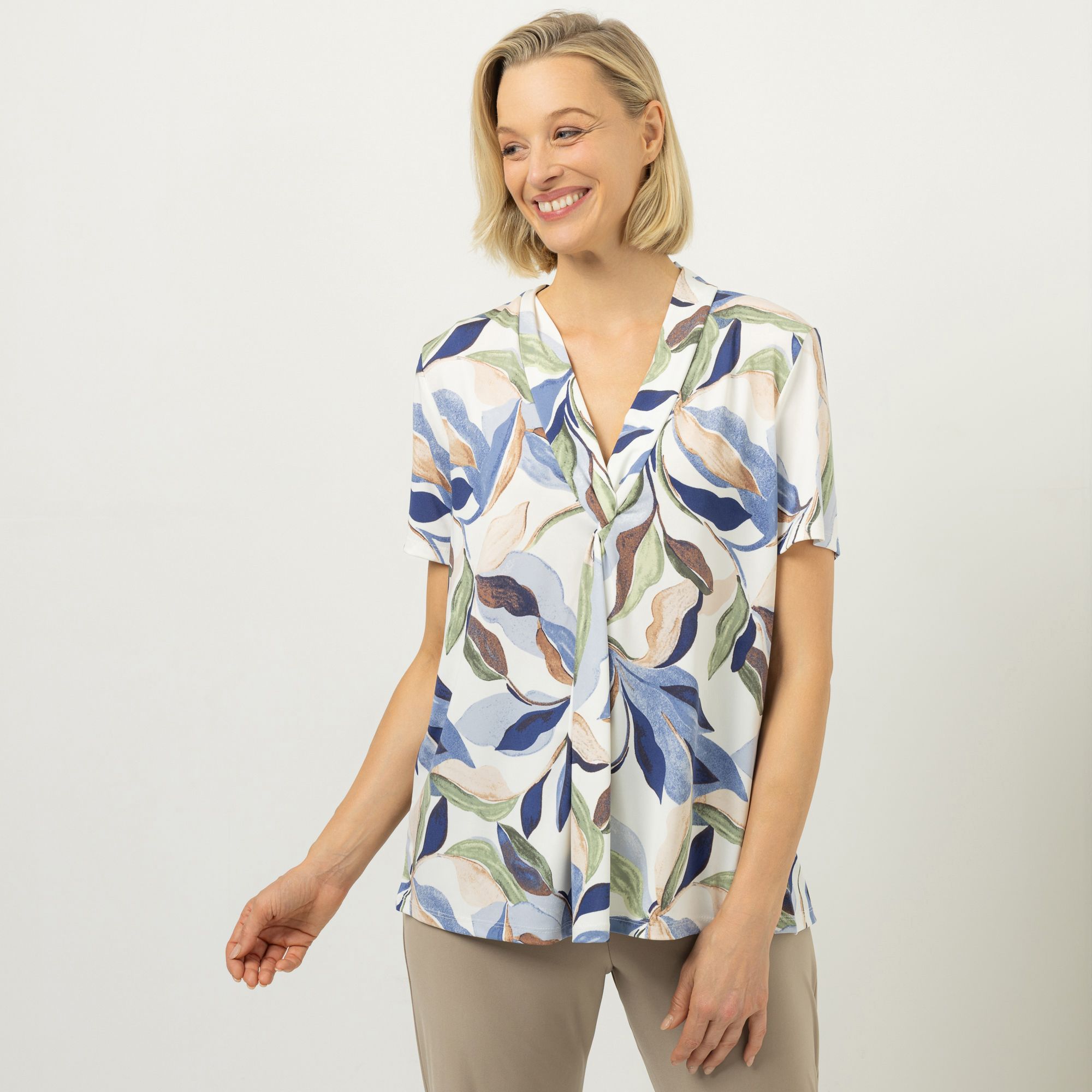 KIM & CO. Shirt, 1/2-Arm Brazil Knit Jersey Zier-Ausschnitt figurumspielend