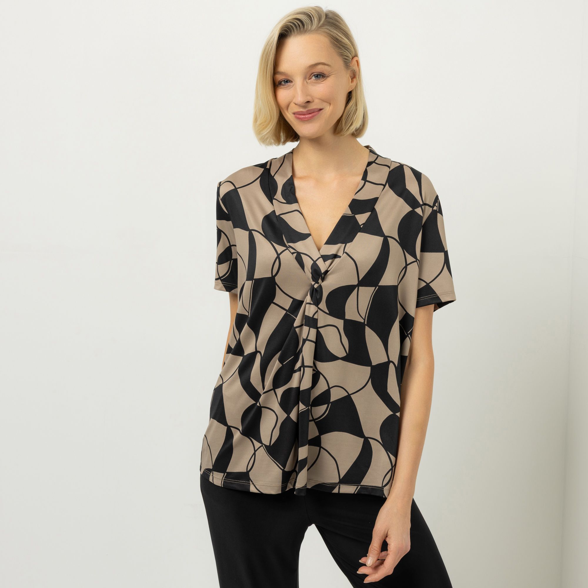 KIM & CO. Shirt, 1/2-Arm Brazil Knit Jersey Zier-Ausschnitt figurumspielend