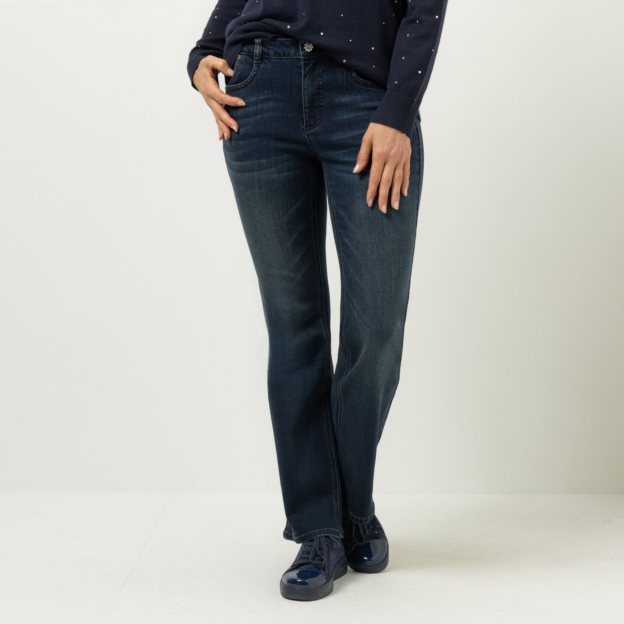 KILIAN KERNER SENSES Jeans, 5-Pocket.Stil Strassnieten Komfort-Stretch ausgestelltes Bein