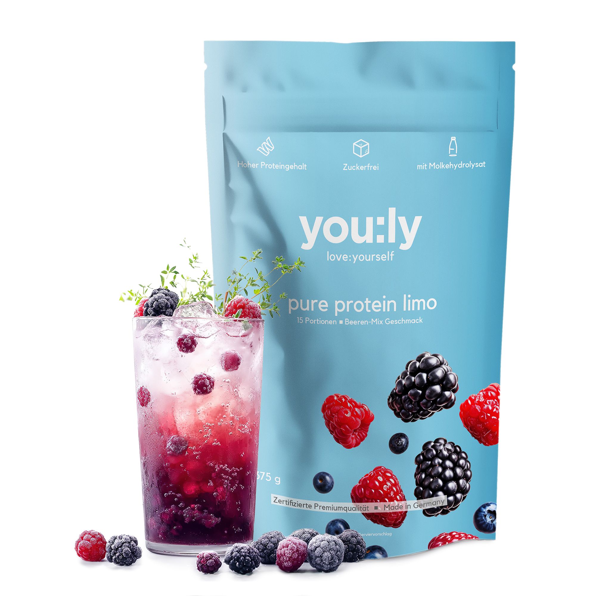 you:ly Pure Protein Limo Inhalt 375 g für 15 Portionen
