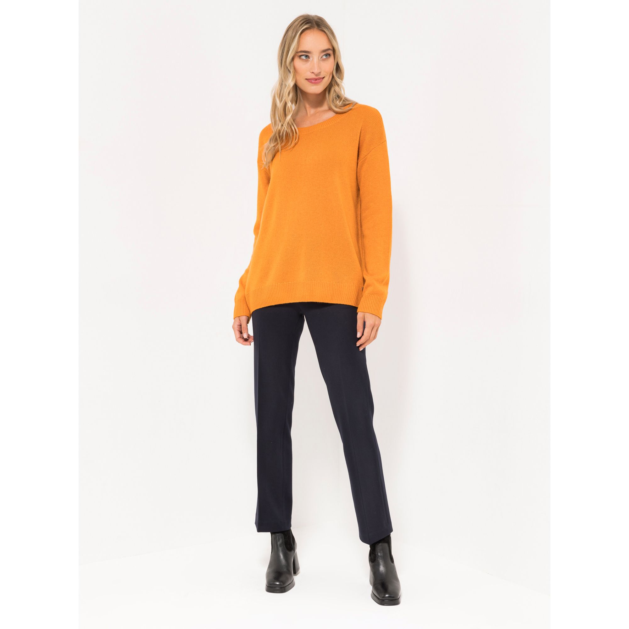 STRANDFEIN Pullover Rundhalsausschnitt Strukturmix leger weit