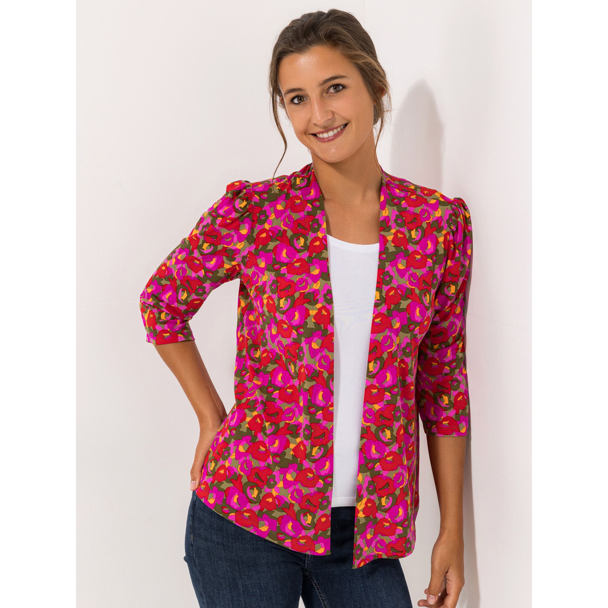 KIM & CO. Bolero, 3/4-Arm Brazil Knit Jersey offene Front figurumspielend