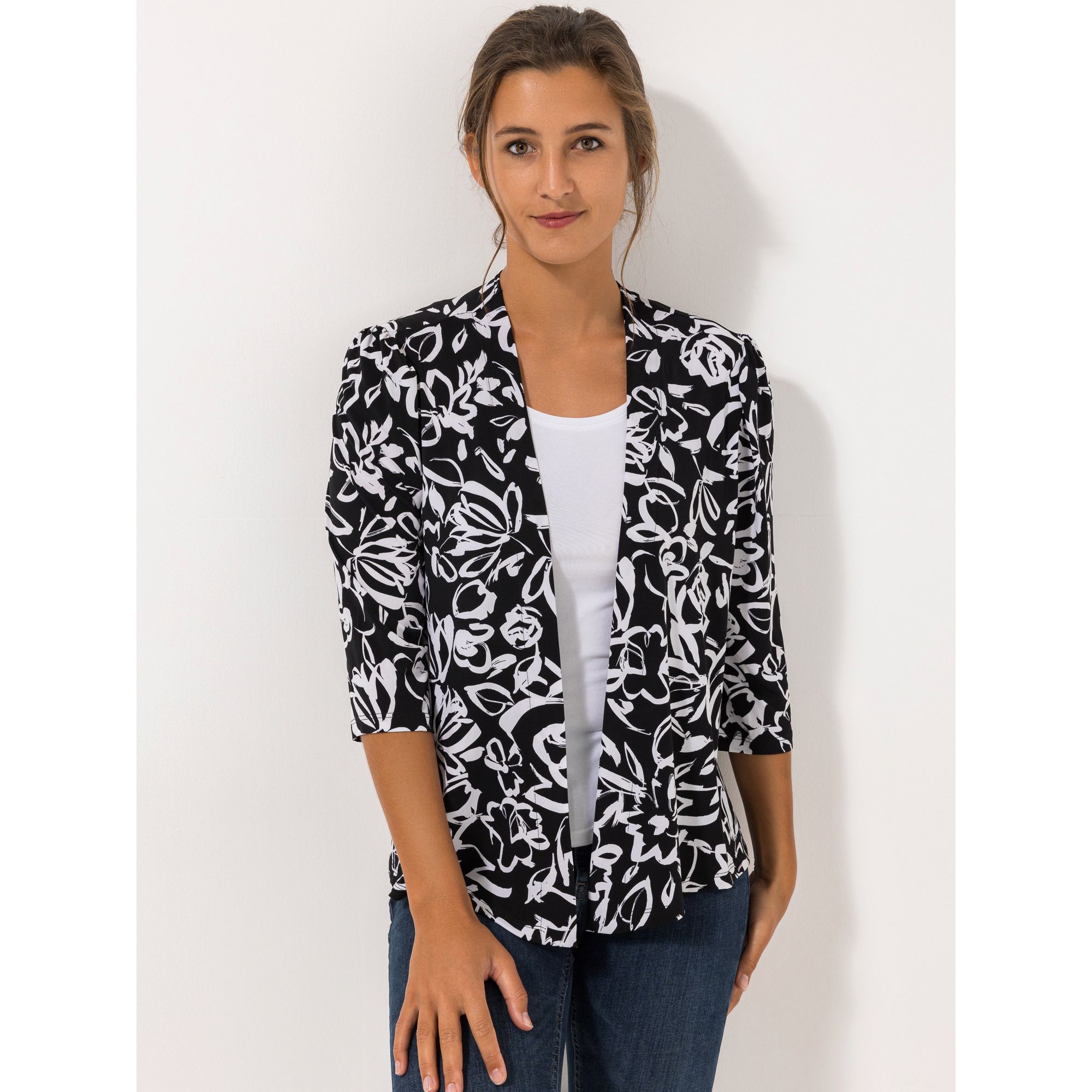 KIM & CO. Bolero, 3/4-Arm Brazil Knit Jersey offene Front figurumspielend