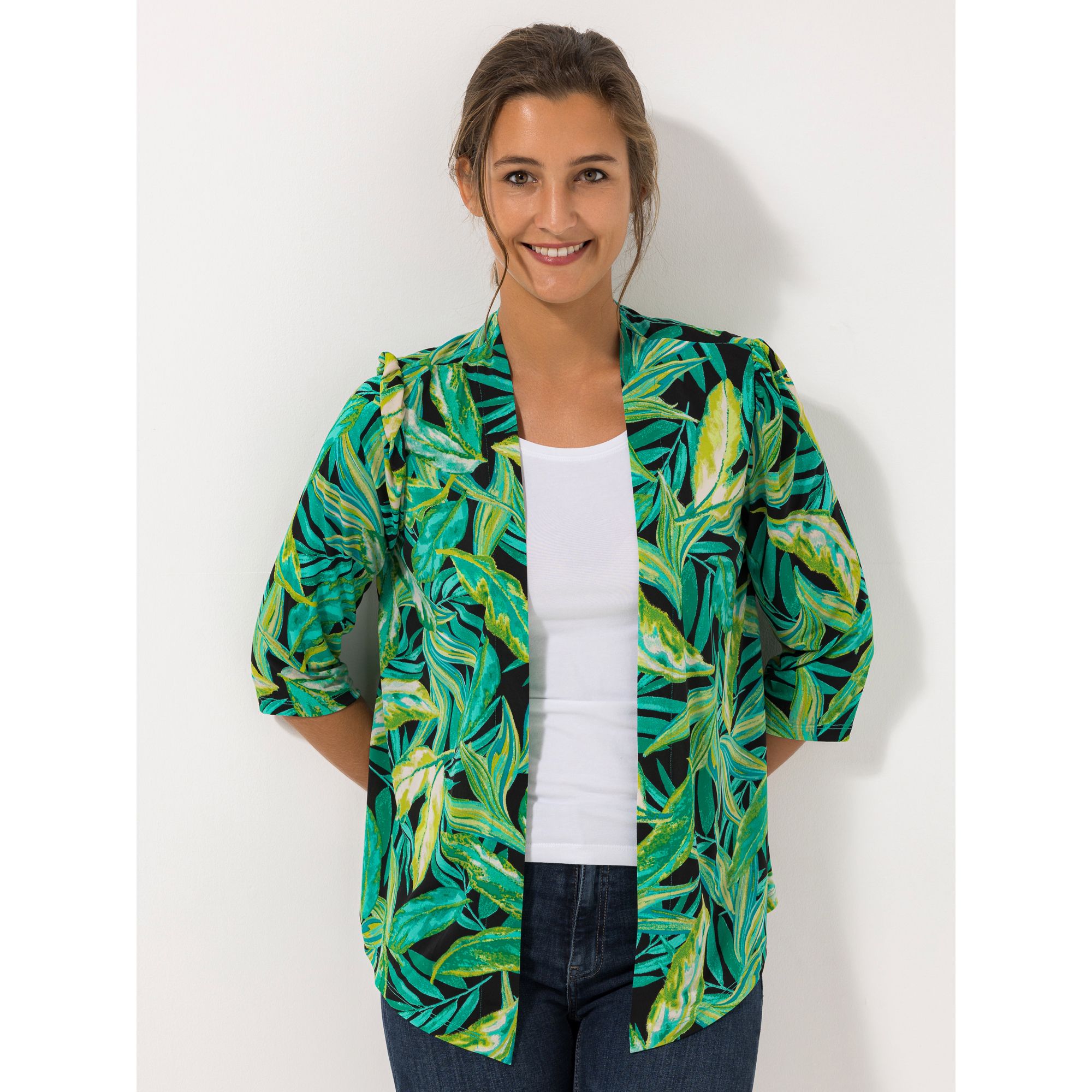 KIM & CO. Bolero, 3/4-Arm Brazil Knit Jersey offene Front figurumspielend