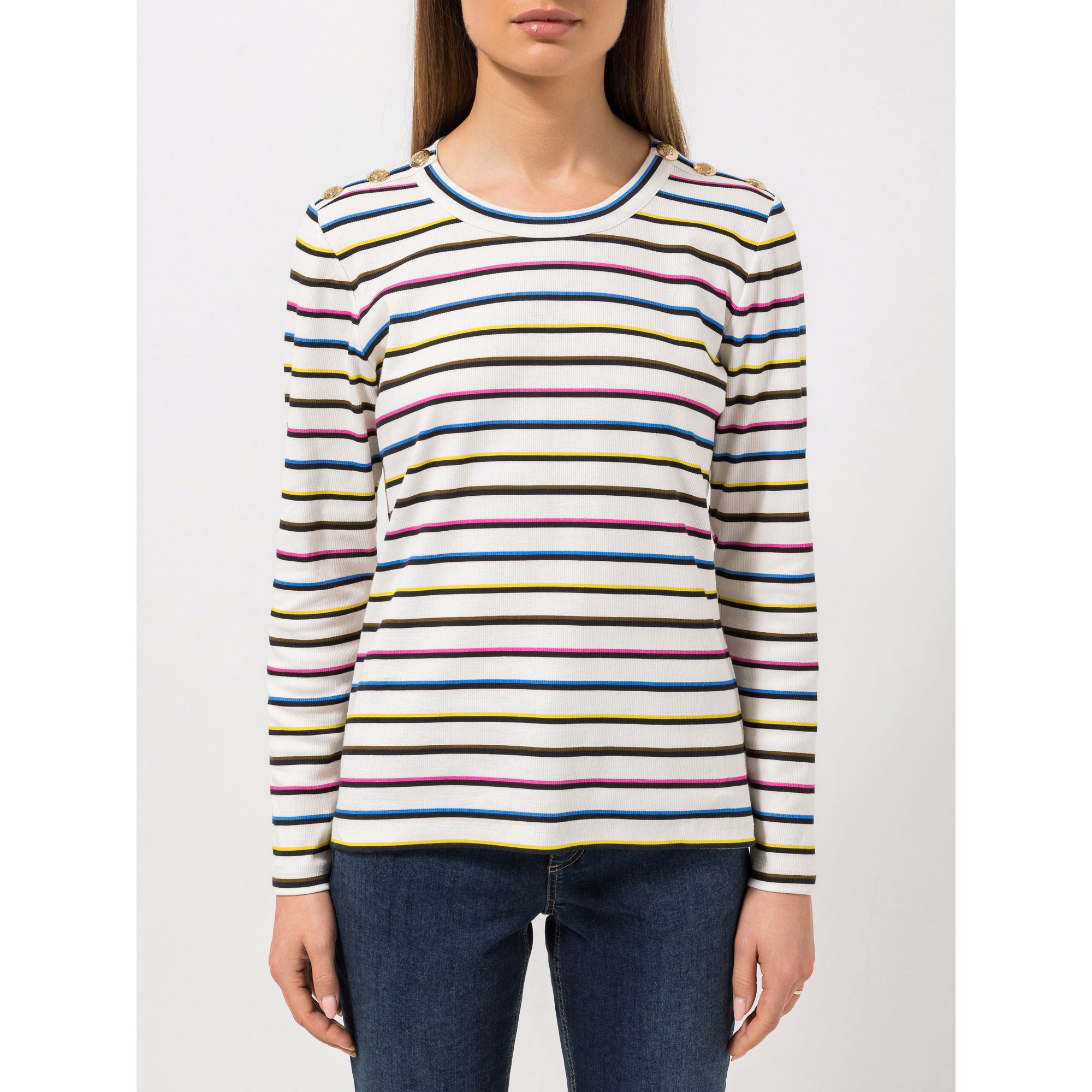 STEFFEN SCHRAUT Shirt Rundhalsausschnitt Schmuckknöpfe figurumspielend